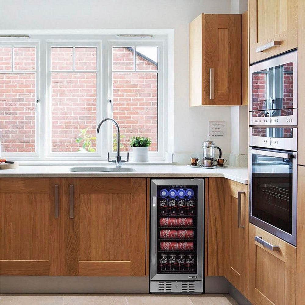 Newair® 96 Can Built-In Stainless Steel Beverage Refrigerator - Perfect for Home Bars, Office, and Entertaining Spaces