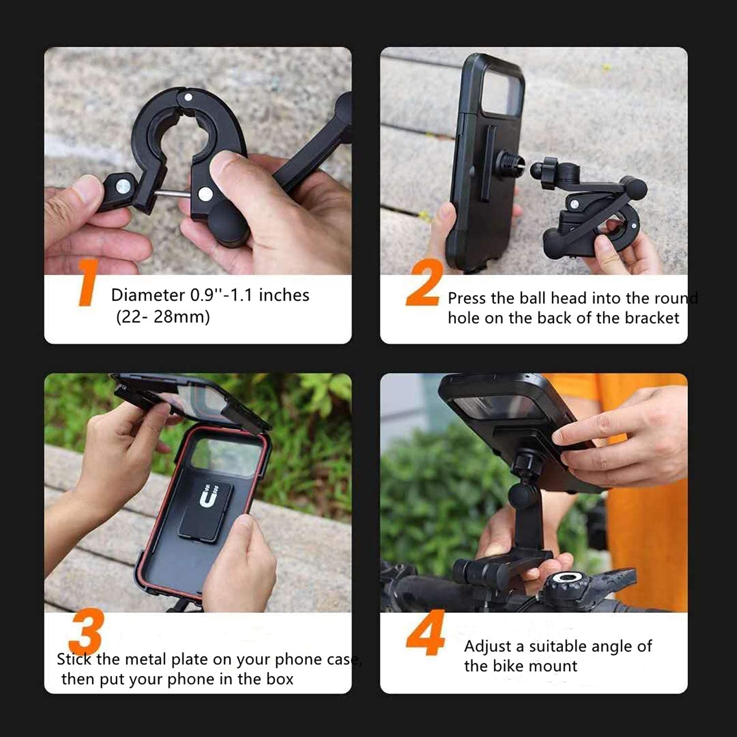 **Waterproof Bike Phone Mount for Motorcycle & Bicycle - Universal Touchscreen Phone Holder for Outdoor Riding (Fits Phones Under 6.7