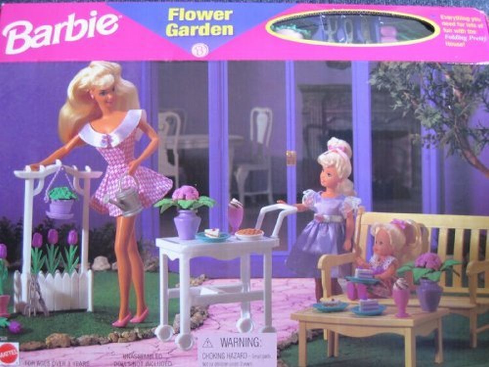 Barbie Flower Garden Playset - Folding Pretty Dollhouse with Accessories (Mattel 1996) | Pretend Play, Gift for Girls Ages 3+ | Indoor & Outdoor Imaginative Play