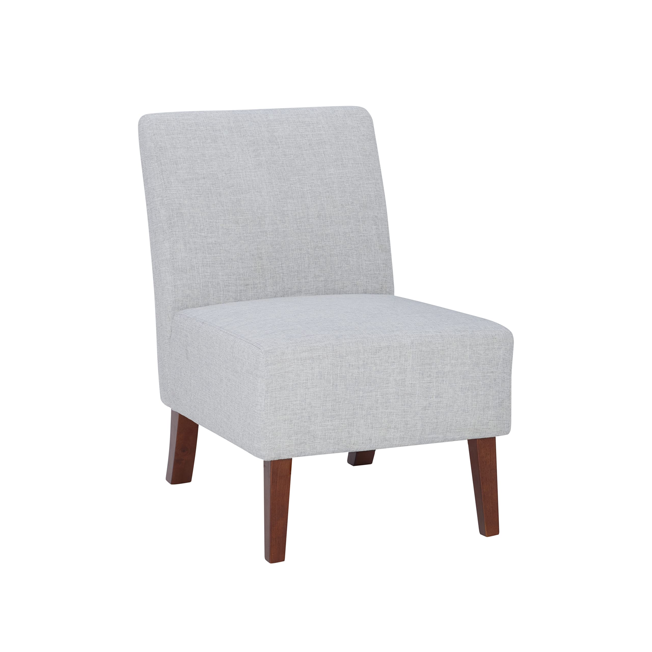 Linon Myla Accent Chair with Light Grey Upholstery & Dark Walnut Legs - Modern Home Decor for Living Room, Bedroom, or Office Seating