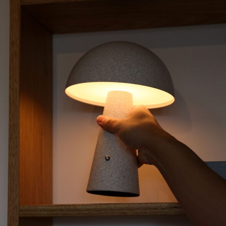 DESIGNSTUFF Loui Portable Table Lamp - Rechargeable LED Night Light, Dimmable & Touch Control, Sand Color - Perfect for Bedroom, Nursery, Office & Travel
