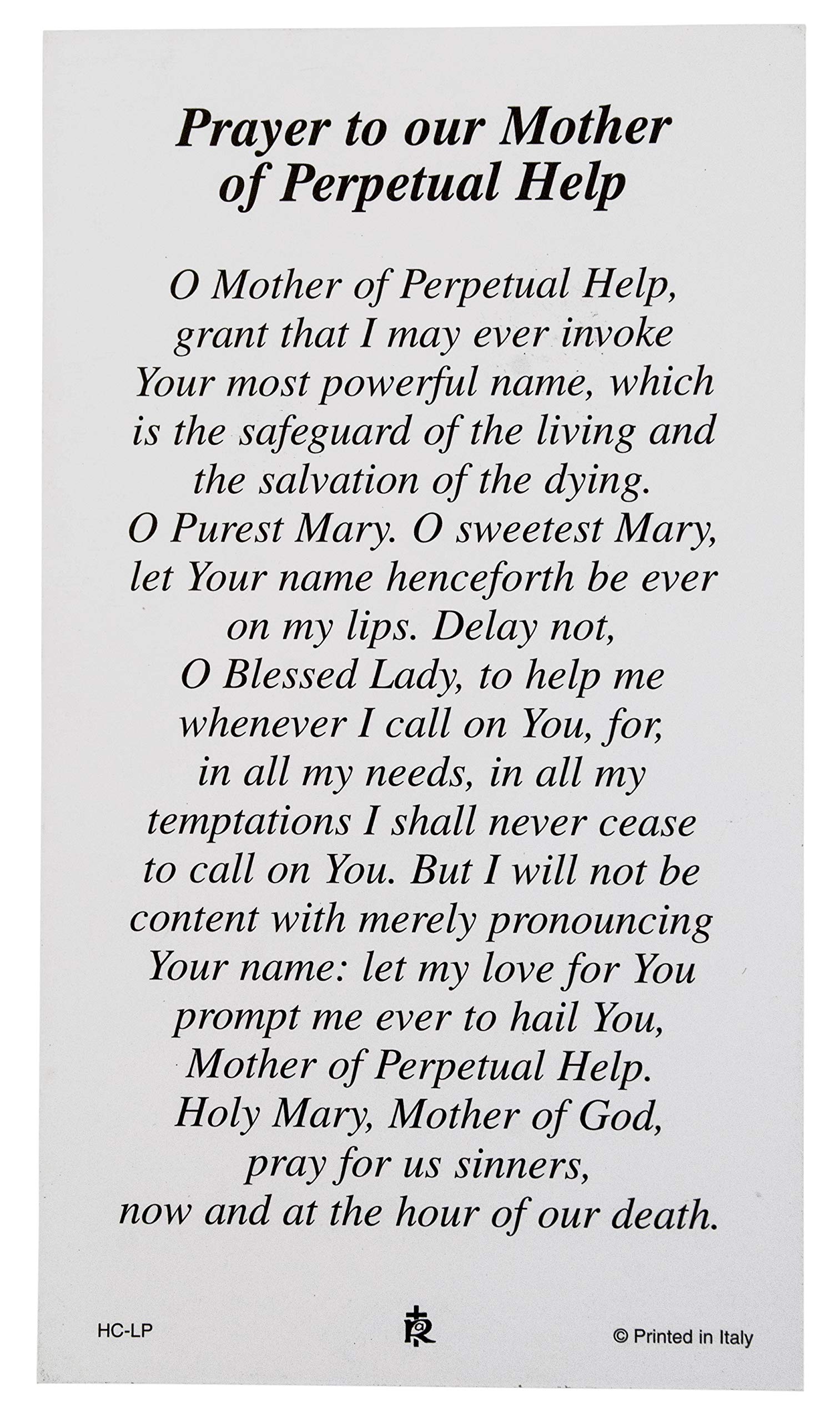 Our Lady of Perpetual Help Holy Prayer Card - Religious Catholic Devotional Card for Worship, Prayer & Spiritual Protection - Perfect for Home Altar, Church, or Gift Giving