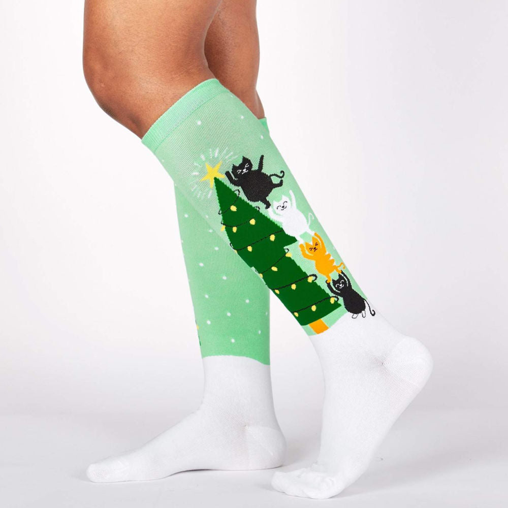 Fun & Playful Knee High Socks for Women - Naughty or Nice Design - Perfect for Cosplay, Gift Giving & Everyday Fashion