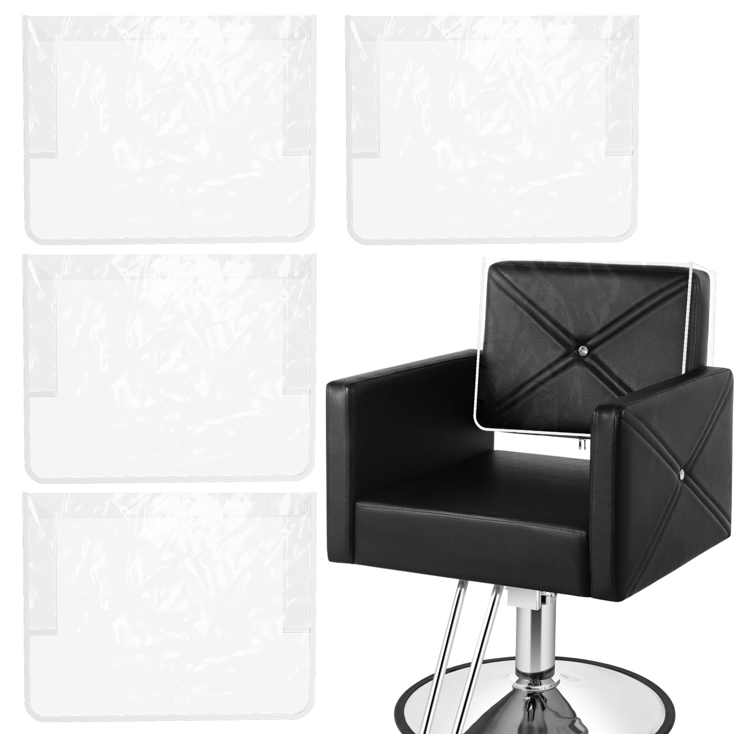 4 Pcs Clear Plastic Salon Chair Covers - Waterproof & Durable Protectors for Standard Salon & Office Chairs - Prevents Stains & Damage - Perfect for Hair Salons, Spas & Home Offices