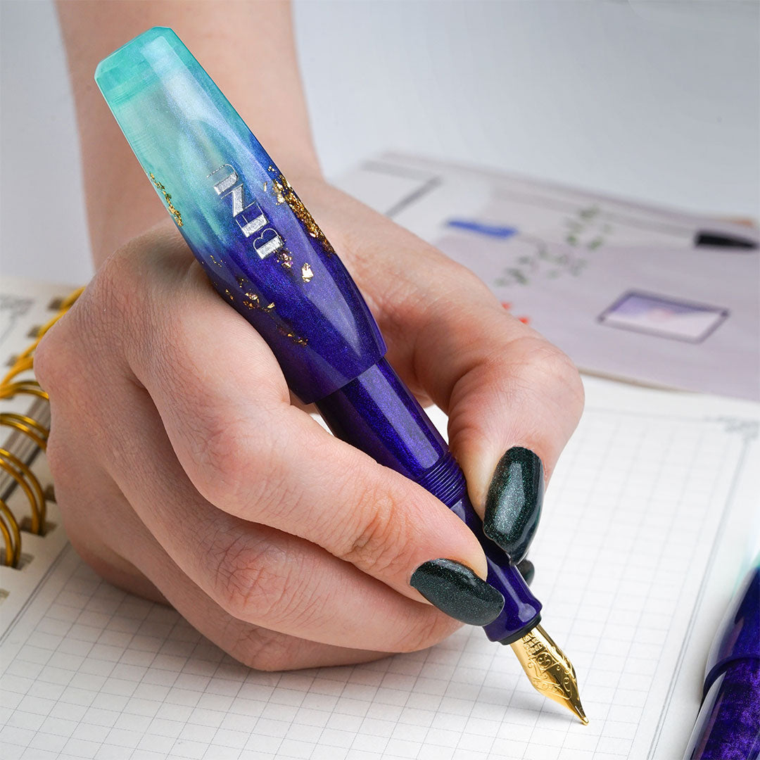 Benu Pixie Pocket Fountain Pen - Twilight Lagoon Color, Fine Nib, Premium Portable Writing Pen for Journaling, Note Taking & Gift Giving