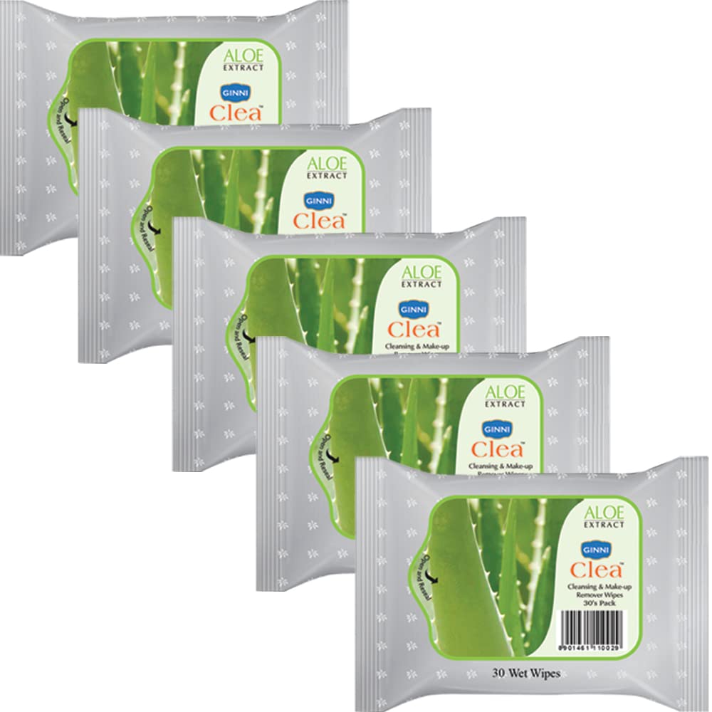 GINNI CLEA Aloe Vera Facial Wet Wipes - 150 Count | Gentle Cleansing & Makeup Remover Wipes for Face | Moisturizing with Aloe Vera | Perfect for Travel, Gym & Daily Skincare Routine