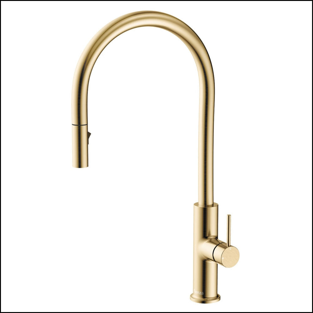 Fienza Kaya Pull-Out Kitchen Sink Faucet with Sprayer - 228108 Model | Modern Brushed Nickel Finish for Easy Dishwashing & Food Prep