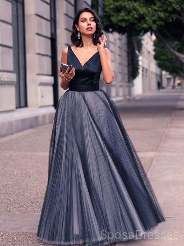 Elegant Navy V-Neck A-Line Evening Prom Dress - Custom Sweet 16 Dresses for Women | Perfect for Formal Events, Homecoming, Quinceañera & Special Occasions