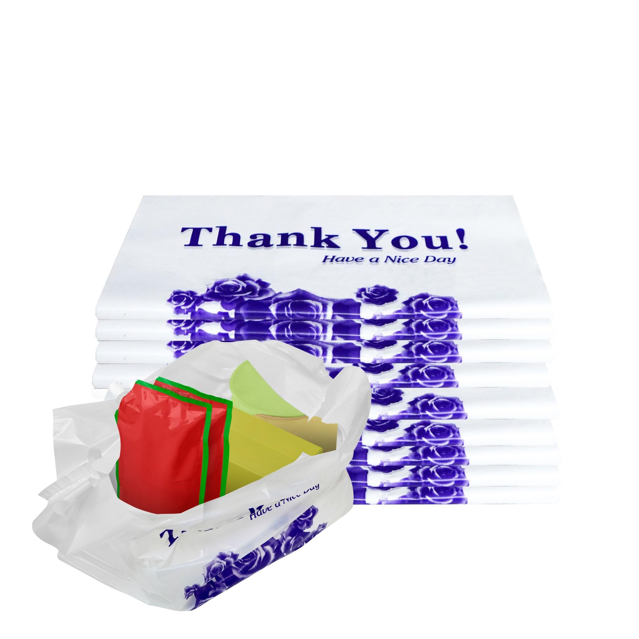 EcoQuality White Plastic T-Shirt Bags 3000 Count - 1/8 Size Reusable Shopping Bags, Grocery Bags & Poly Bags (17