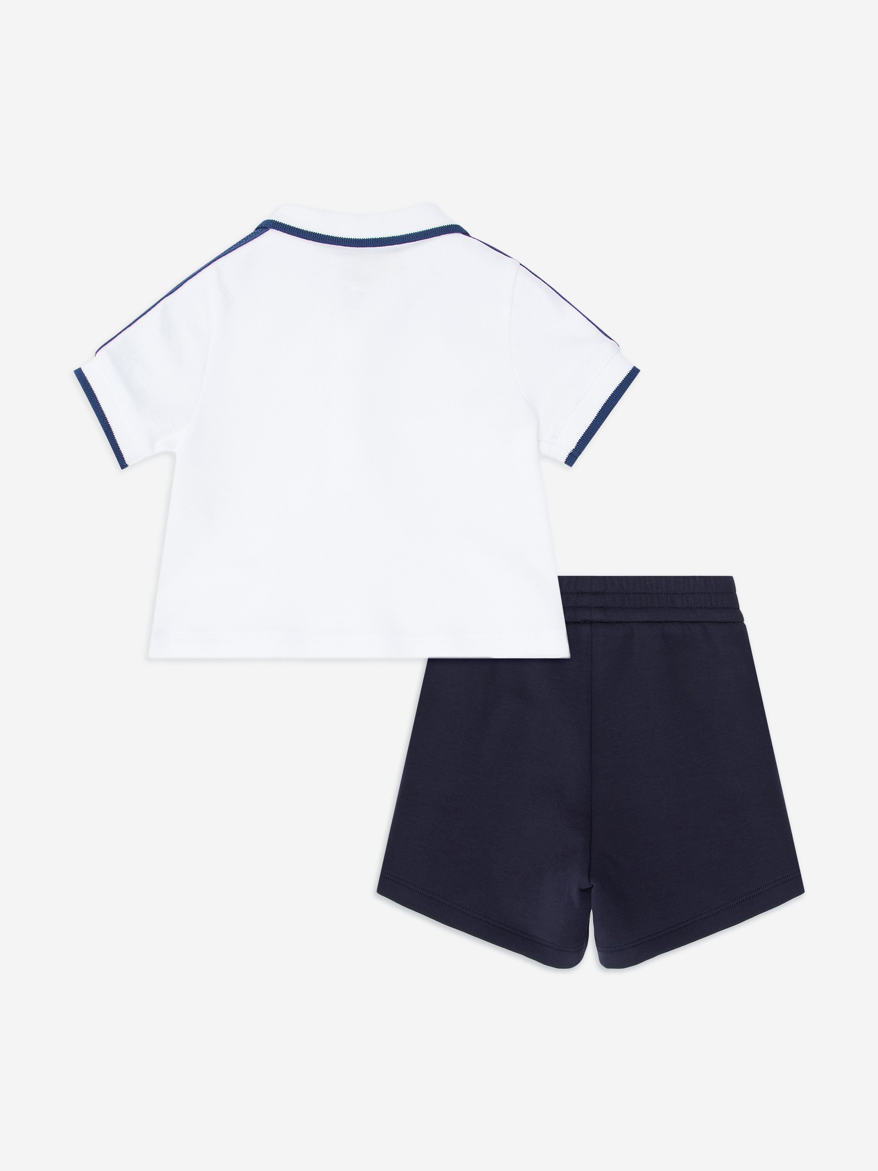Baby Boys Navy Logo Tape Short Set - Comfortable Cotton Outfit for Playtime & Summer Adventures