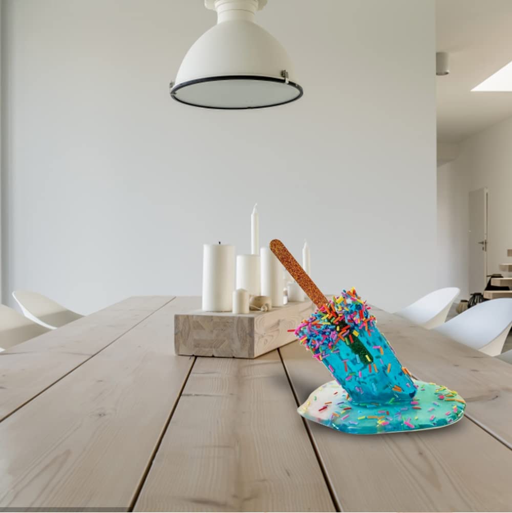 YunQin Melting Popsicle Resin Ornaments - Creative Ice Cream Shaped Home Decor for Living Room, Office & Coffee Shop - Handmade Craft Accessories (Blue) - Perfect for Summer Parties, Gift Giving & DIY Projects