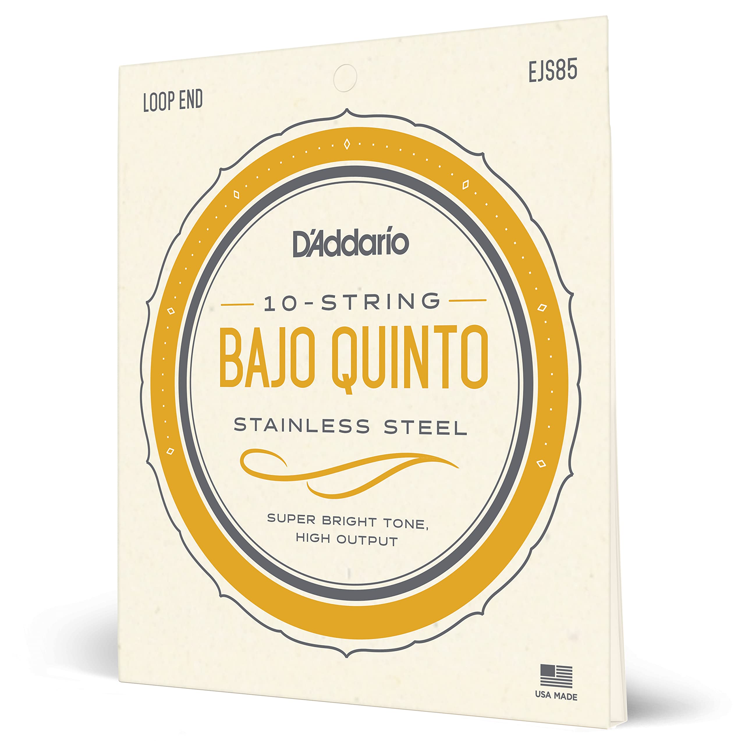 D'Addario EJS85 Bajo Quinto Stainless Steel Guitar Strings - Premium Strings for Bajo Quinto & Mexican Folk Music - Perfect for Performances & Recording