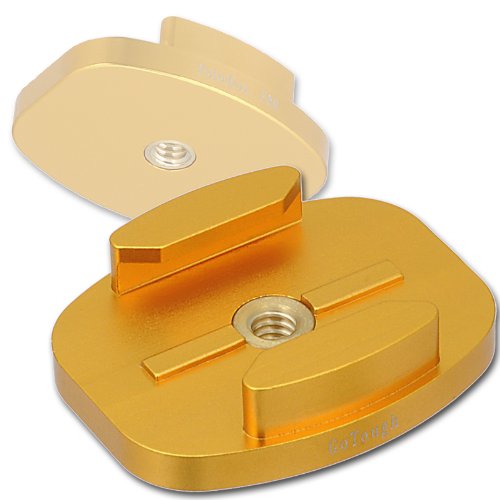 Fotodiox GoTough QR Gold Metal Tripod Mount for GoPro HD Hero2 Hero3 Hero3+ Hero4 Cameras - Quick Release Buckle Clips - Perfect for Vlogging, Action Sports & Outdoor Adventures