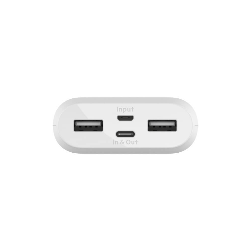 Belkin BoostCharge 10K Portable Charger - 10000mAh Power Bank with Multiple Ports, Fast Charging, Compact Design (White) - Perfect for Travel, Camping, and Emergency Charging
