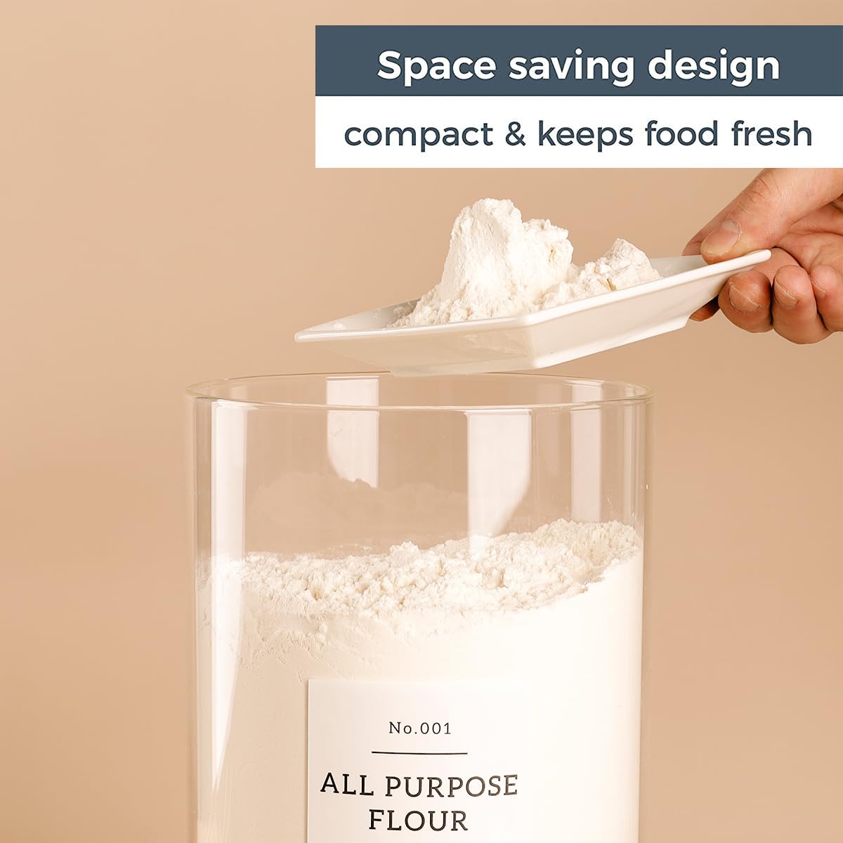 1 Gallon Large Glass Food Storage Containers with Airtight Bamboo Lid - Thick Clear Pantry Jars for Rice, Flour, Sugar & Dry Goods - Kitchen Organization with 42 Free Labels - Perfect for Meal Prep & Bulk Food Storage