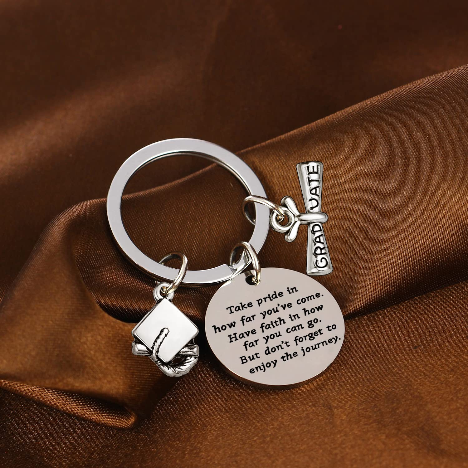 Graduation Keychain for Girls & Boys - Take Pride, Have Faith, Don't Forget to Enjoy The Journey - Inspirational Graduation Gift for Students - Perfect for High School & College Graduates, Back to School, and Daily Motivation