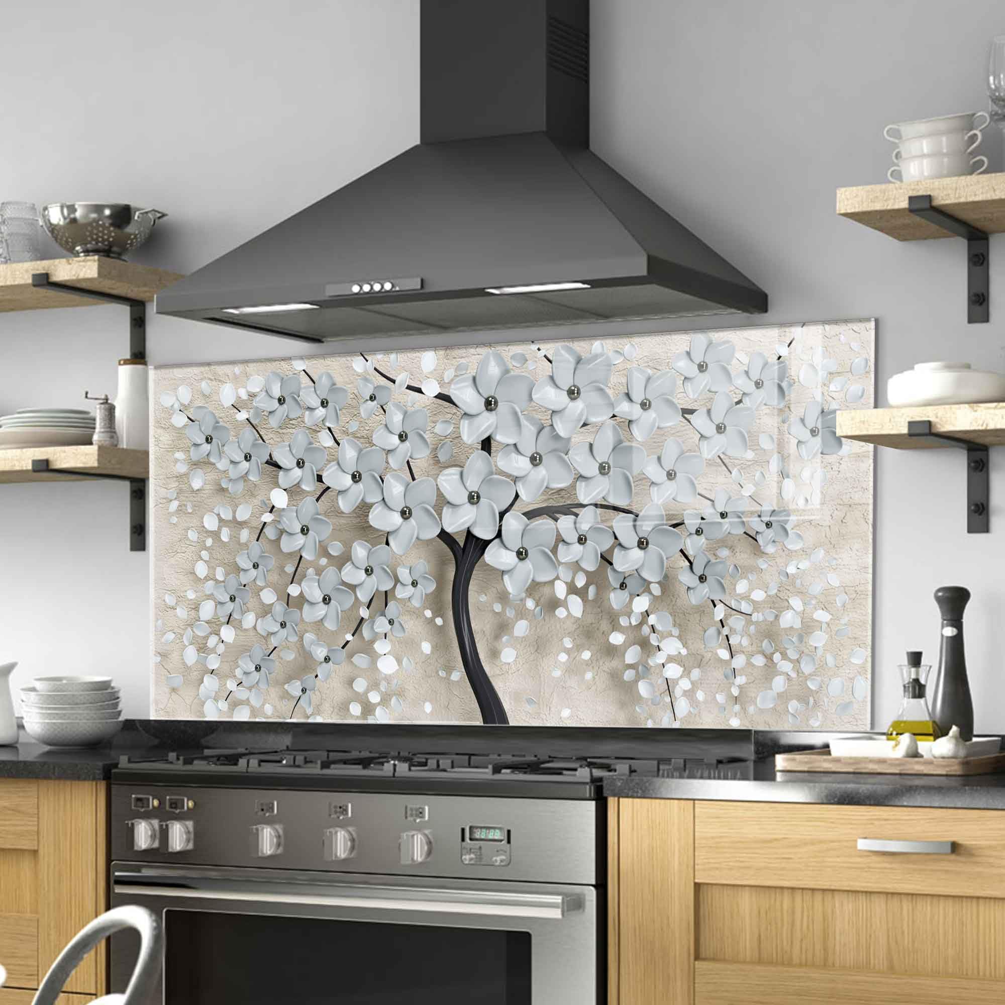 Premium Tempered Glass Kitchen Backsplash - 30x20