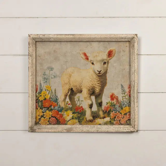 Framed Baby Lamb Print Wall Art - Cute Nursery Decor for Baby Room, Kids Bedroom & Playroom - Perfect Gift for New Parents & Baby Showers
