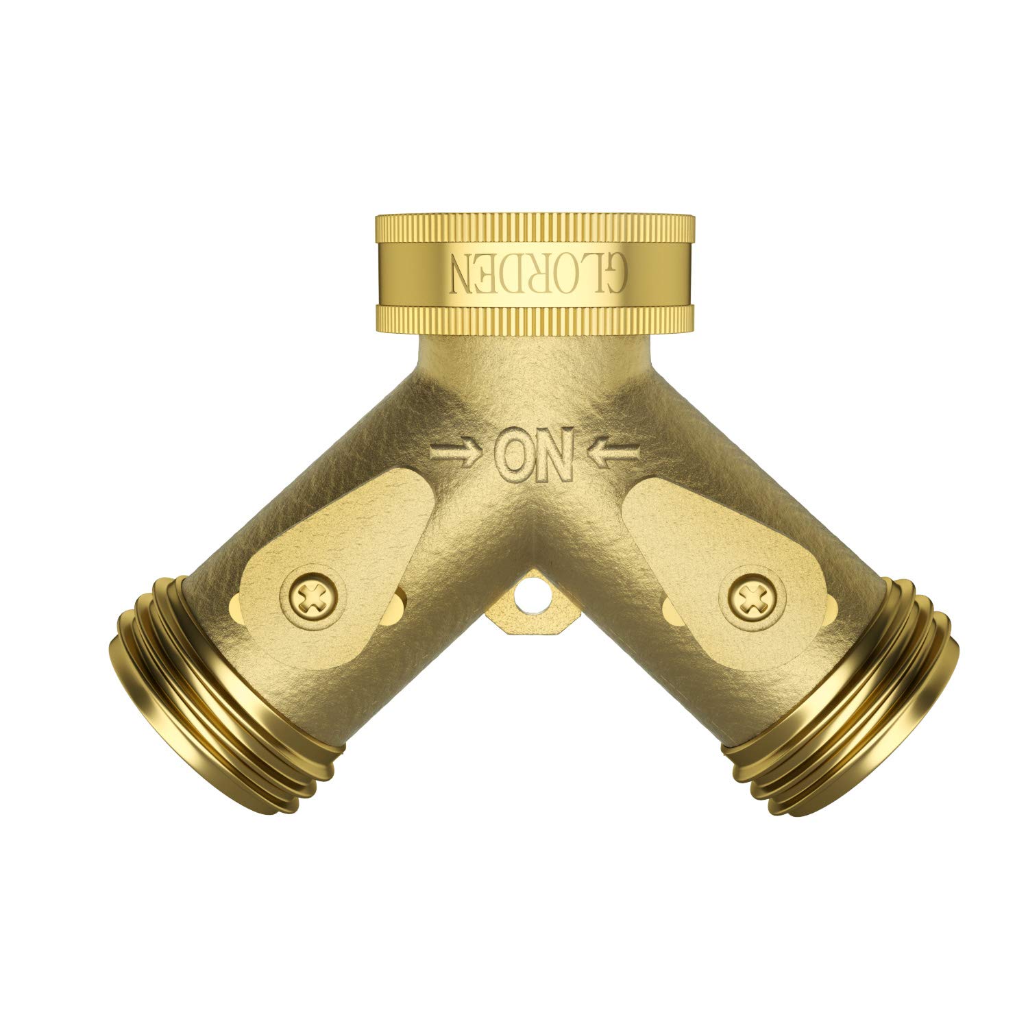 Heavy Duty Brass 2-Way Garden Hose Splitter - Outdoor Faucet Y Connector for Watering, Irrigation & Washing | Durable Spigot Adapter for Lawn, Garden & Car Cleaning