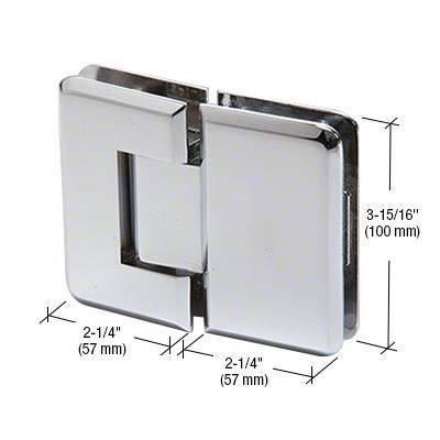 180 Degree Glass-to-Glass Chrome Hinge - Heavy Duty Positive Close Cabinet Hinge for Bathroom Mirrors, Shower Doors & Glass Furniture (Set of 2)