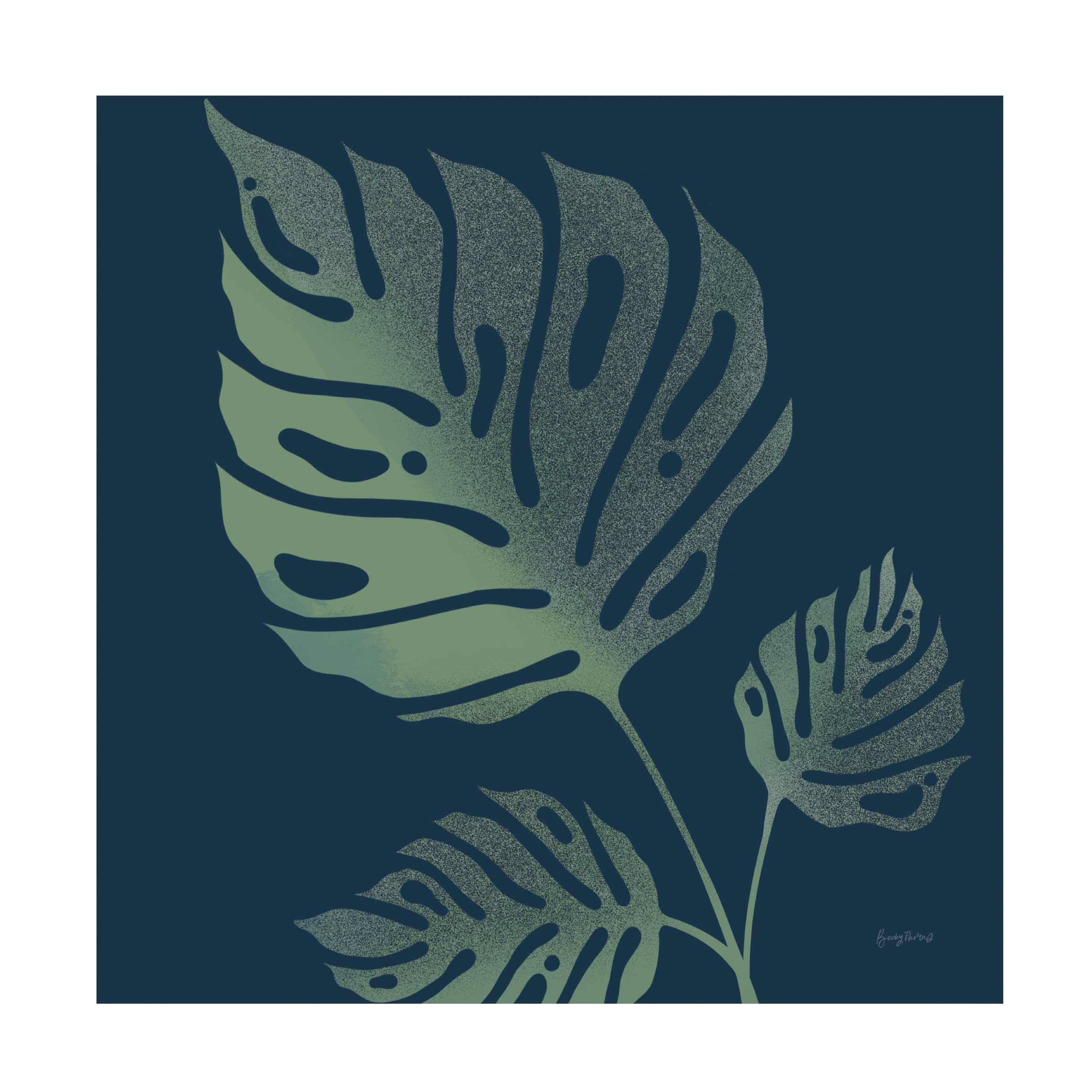 Trademark Fine Art 'Monstera IV' Canvas Wall Art by Becky Thorns - Tropical Botanical Painting for Living Room, Bedroom & Office Decor