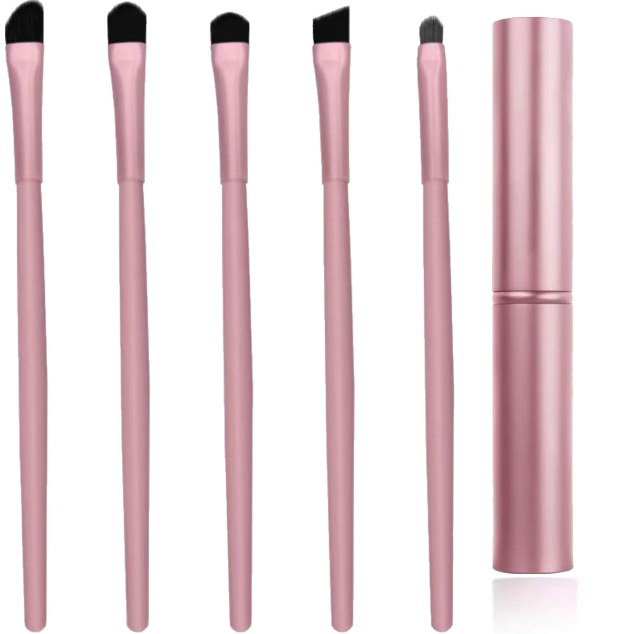 5 Pcs Professional Makeup Brush Set with Wood Handle - Foundation, Eyeshadow, Eyebrow & Eyeliner Brushes for Women - Perfect for Daily Makeup, Contouring & Beauty Routine