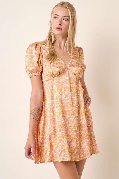 Stylish Puff Sleeve Mini Dress for Women - Flowy Summer Dress with Elastic Waist - Perfect for Beach, Vacation, and Date Night Outfits
