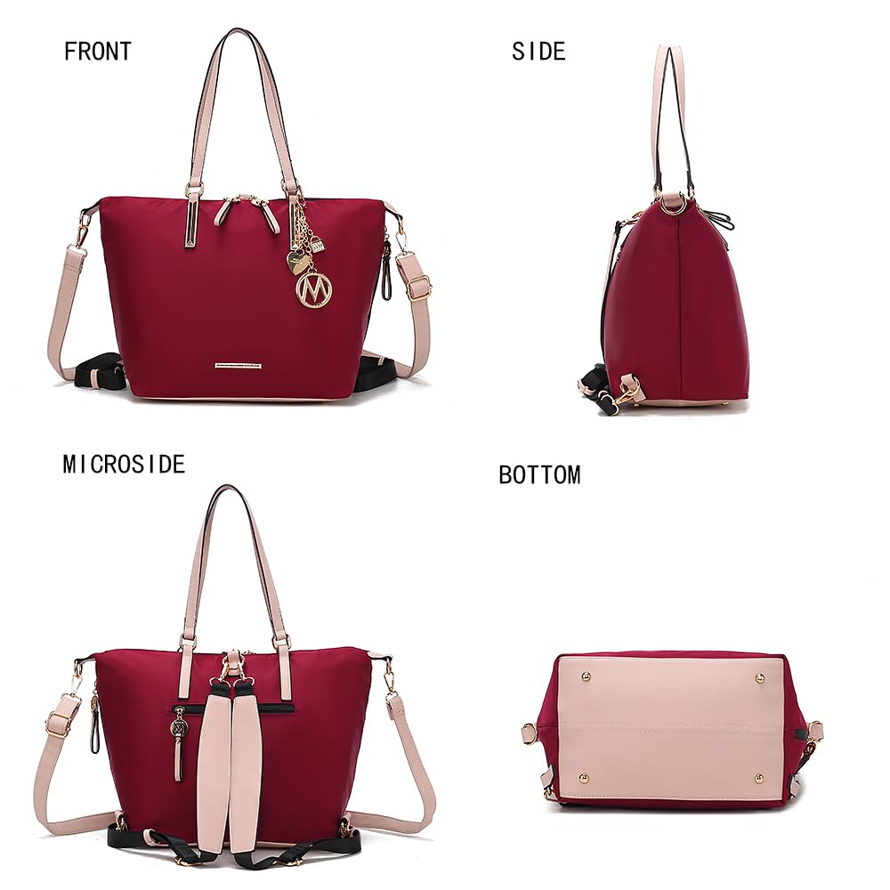 MKF Collection Large Tote Bag for Women - Convertible Nylon Shoulder Bag & Backpack - Stylish Travel Purse for Work, Gym & Weekend Getaways