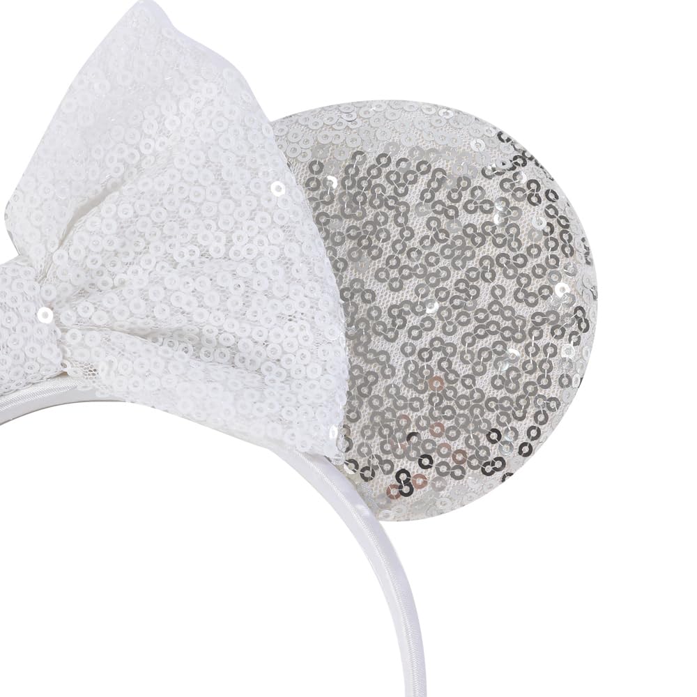 JIAHANG Bridal Veil Mouse Ear Bow Headband - Silver Wedding Hair Accessory for Bachelorette Party, Honeymoon & Bridal Shower | Perfect for Women & Girls' Special Occasions