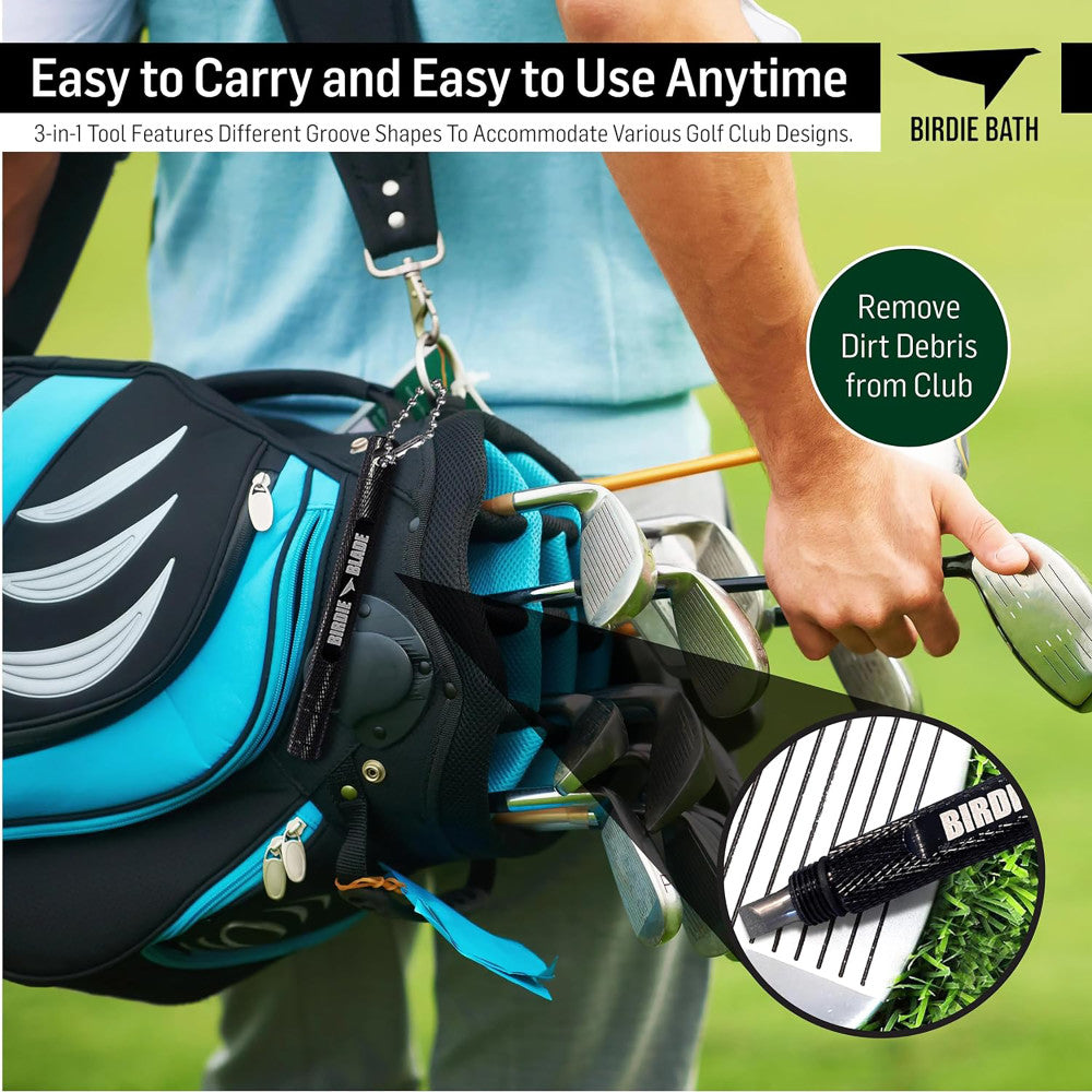 Birdie Golf: 3-in-1 Golf Club Groove Sharpener Tool - Birdie Blade for Professional Club Maintenance | Perfect for Driving Range & Home Practice