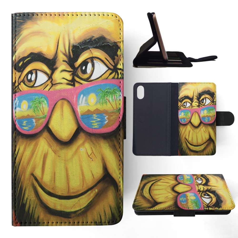 Funky Monkey Graffiti Flip Wallet Phone Case for Apple iPhone X & Xs - Stylish Protective Cover with Card Slots for Daily Use & Travel
