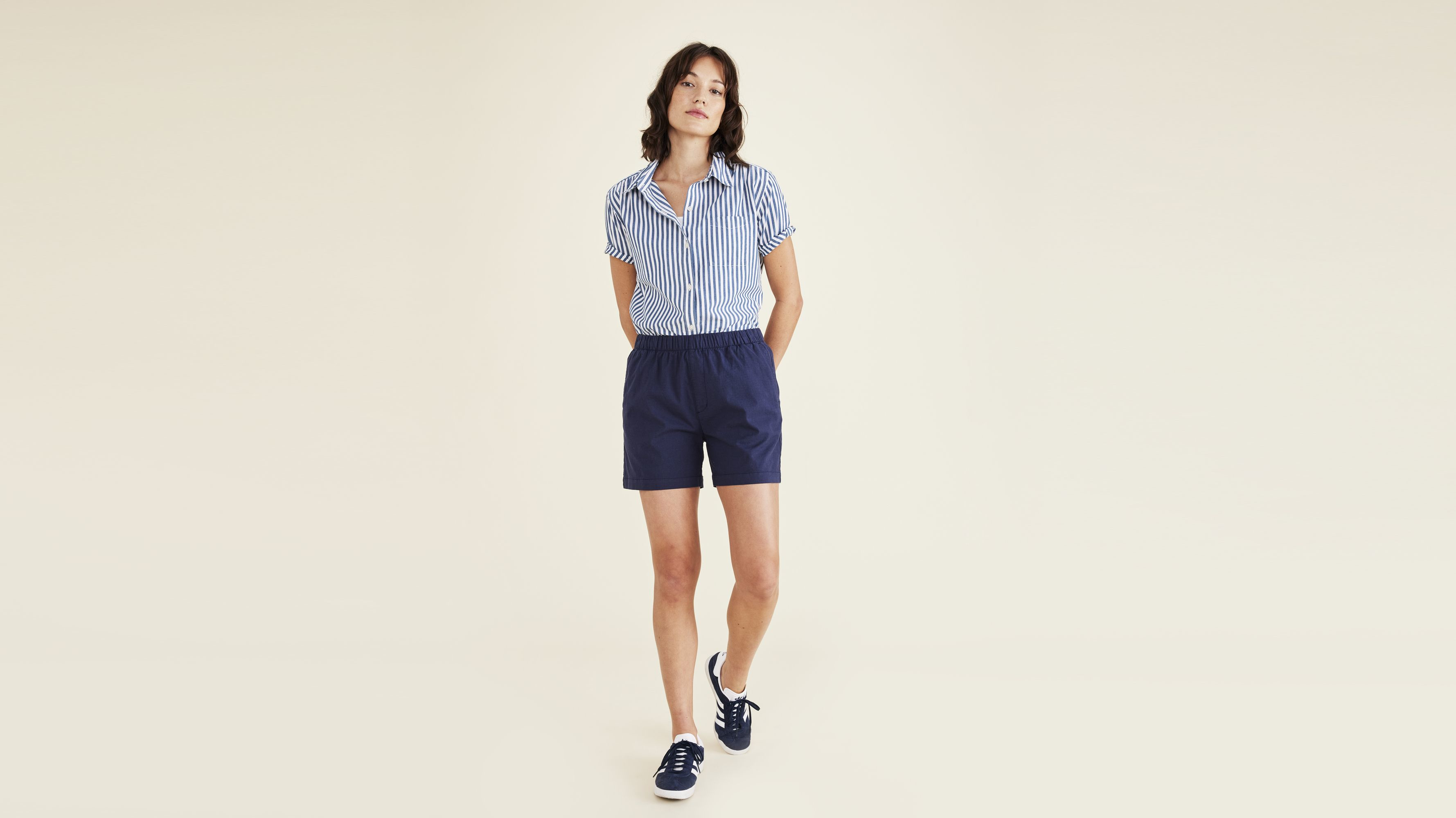 Stylish Women's Clay Pull-On Shorts - Comfortable Stretch Waist Casual Shorts for Summer, Yoga, and Lounge Wear