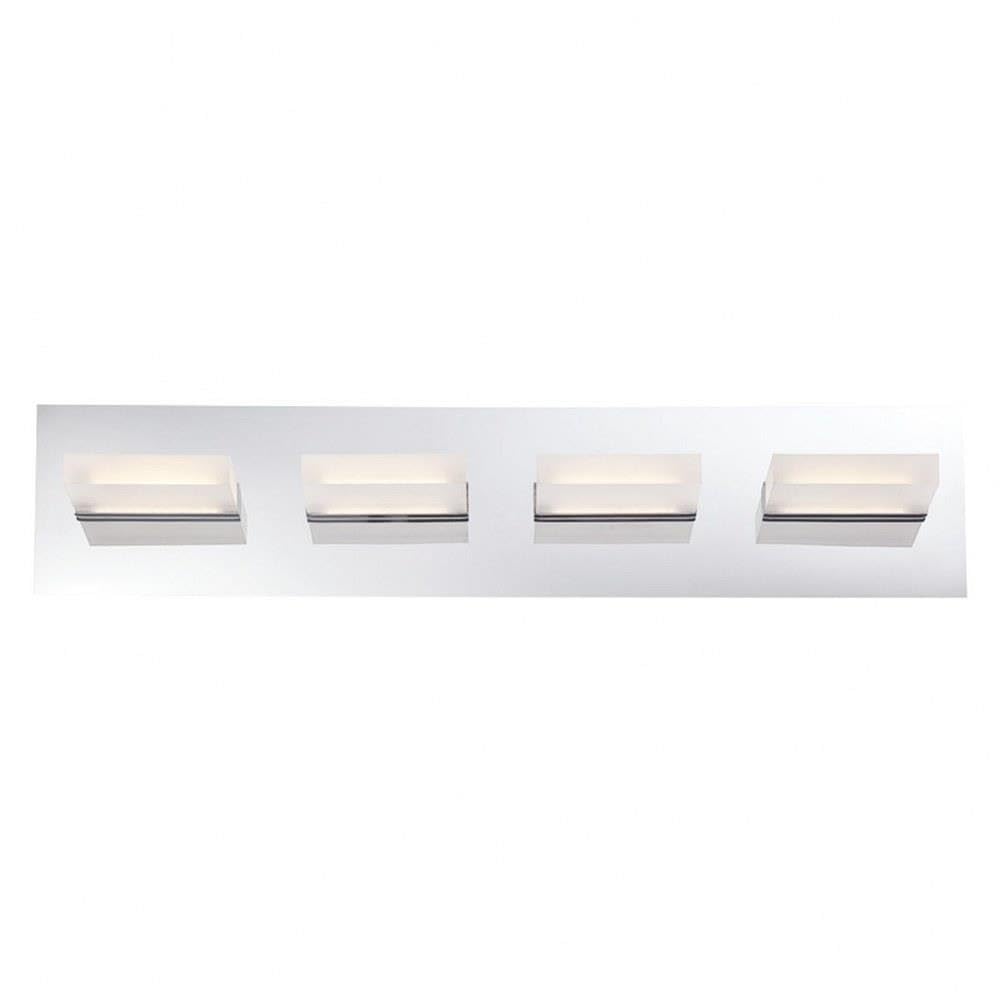 Modern 4-Light LED Bathroom Vanity Light Bar - 5.25 x 24 Inches Chrome Finish with Frosted Acrylic Glass Shade - Perfect for Bathroom, Powder Room & Dressing Area Lighting - 79-BEL-1862897