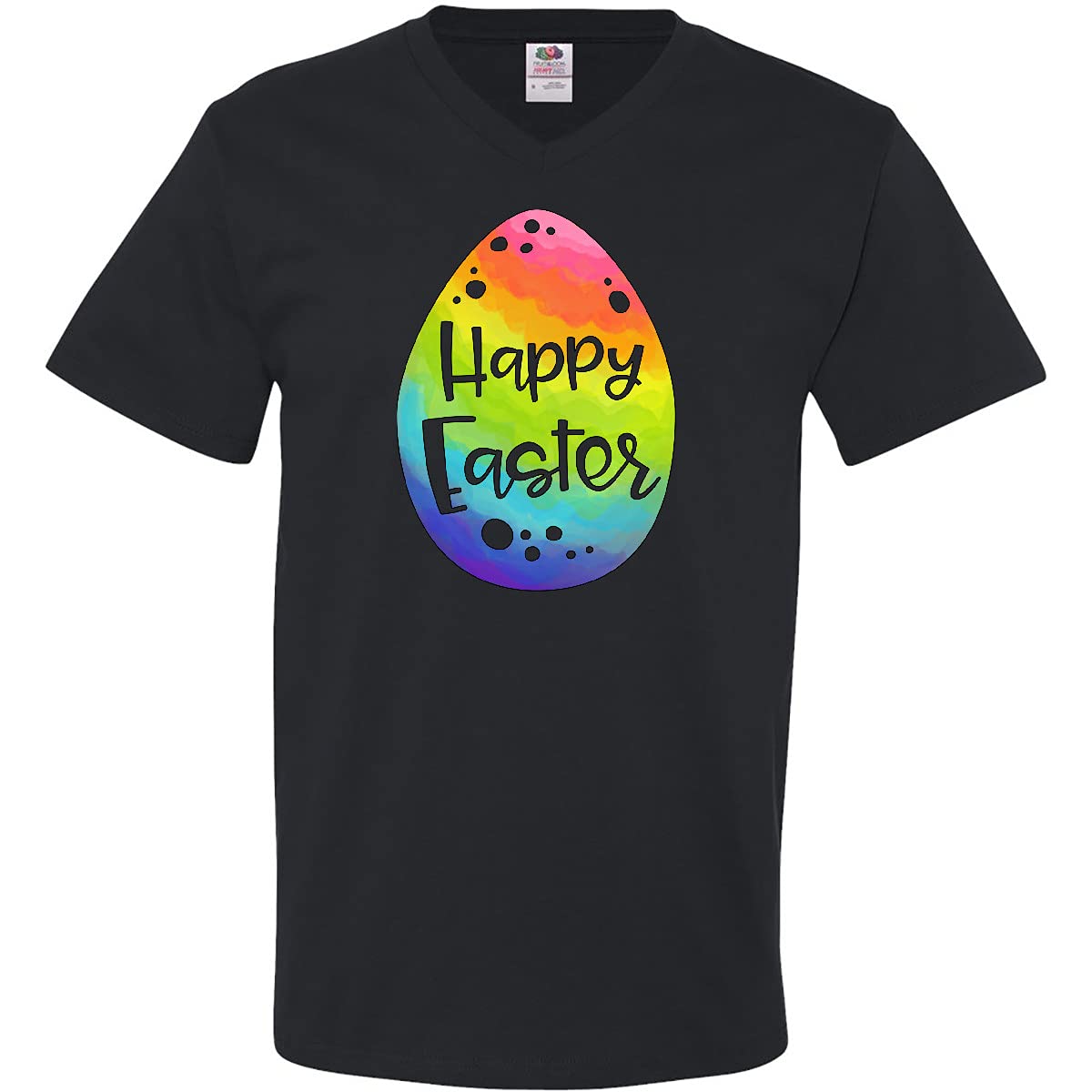 Happy Easter Rainbow Easter Egg Men's V-Neck T-Shirt - Fun Holiday Graphic Tee for Easter Celebrations, Parties & Spring Festivals