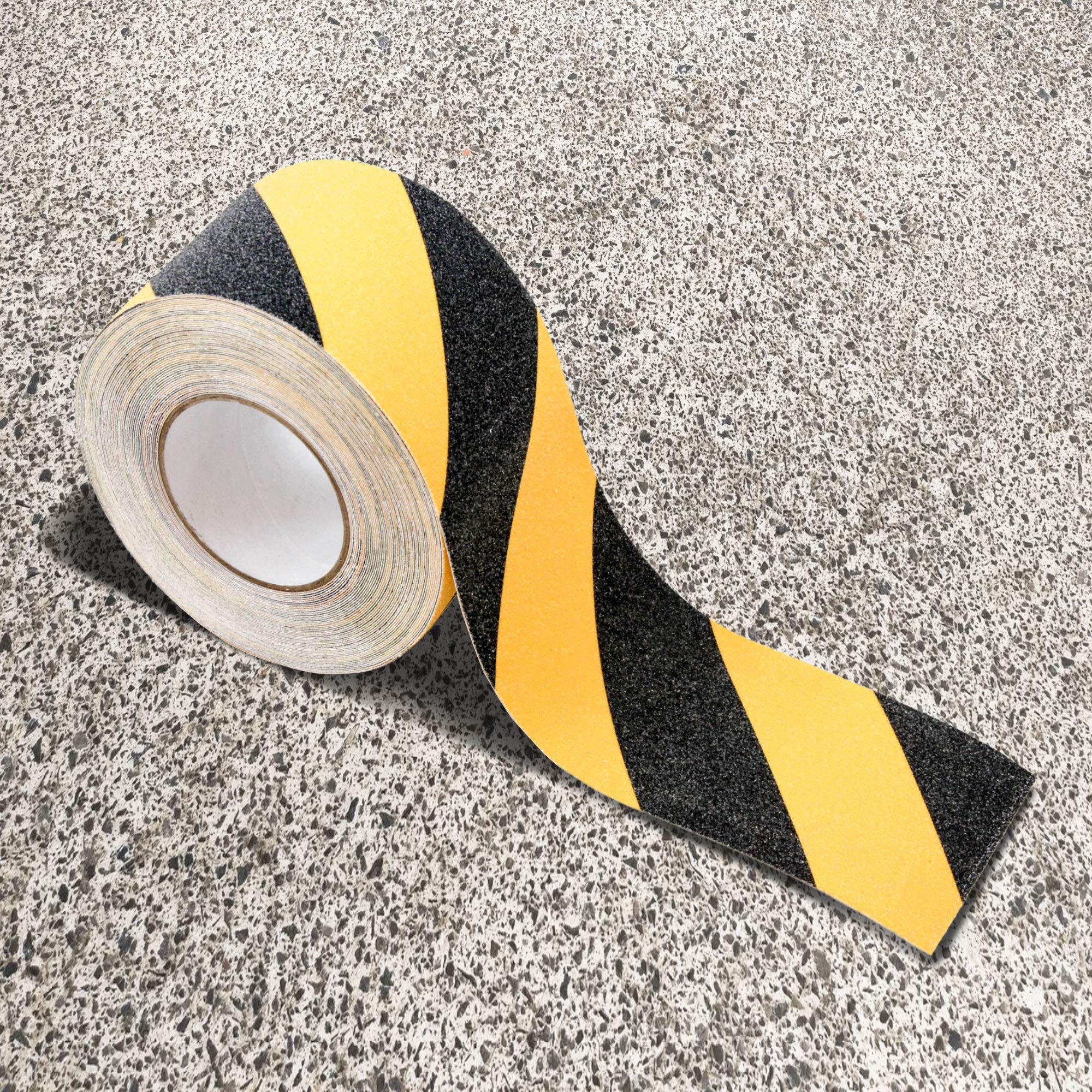 Premium Yellow & Black Caution Grip Tape - 60 Grit Heavy Duty Non-Slip Adhesive (4