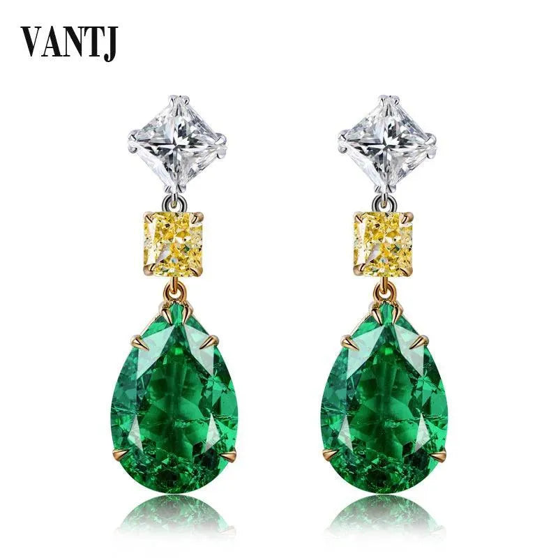 10K Gold Lab-Created Emerald Earrings with Moissanite – Hydrothermal Emerald Fine Jewelry for Women – Perfect for Parties, Weddings & Gifts