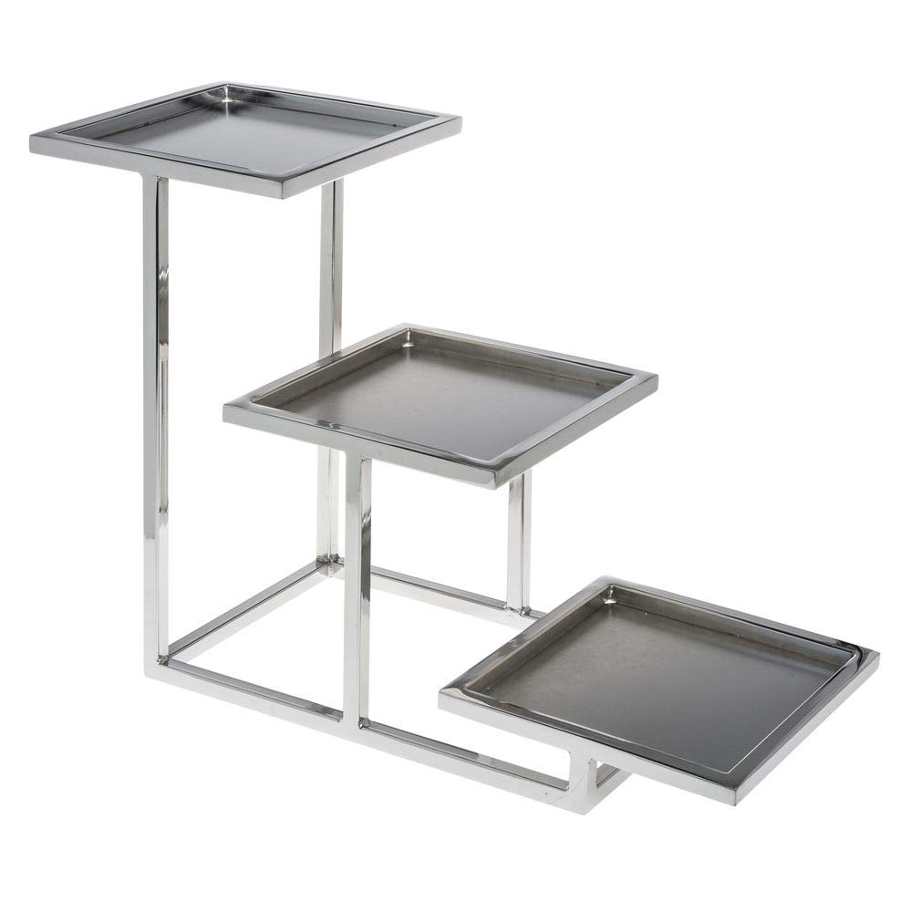 Hubert Cerve Collection Chrome 3-Tiered Buffet Stand for Bowls - 8