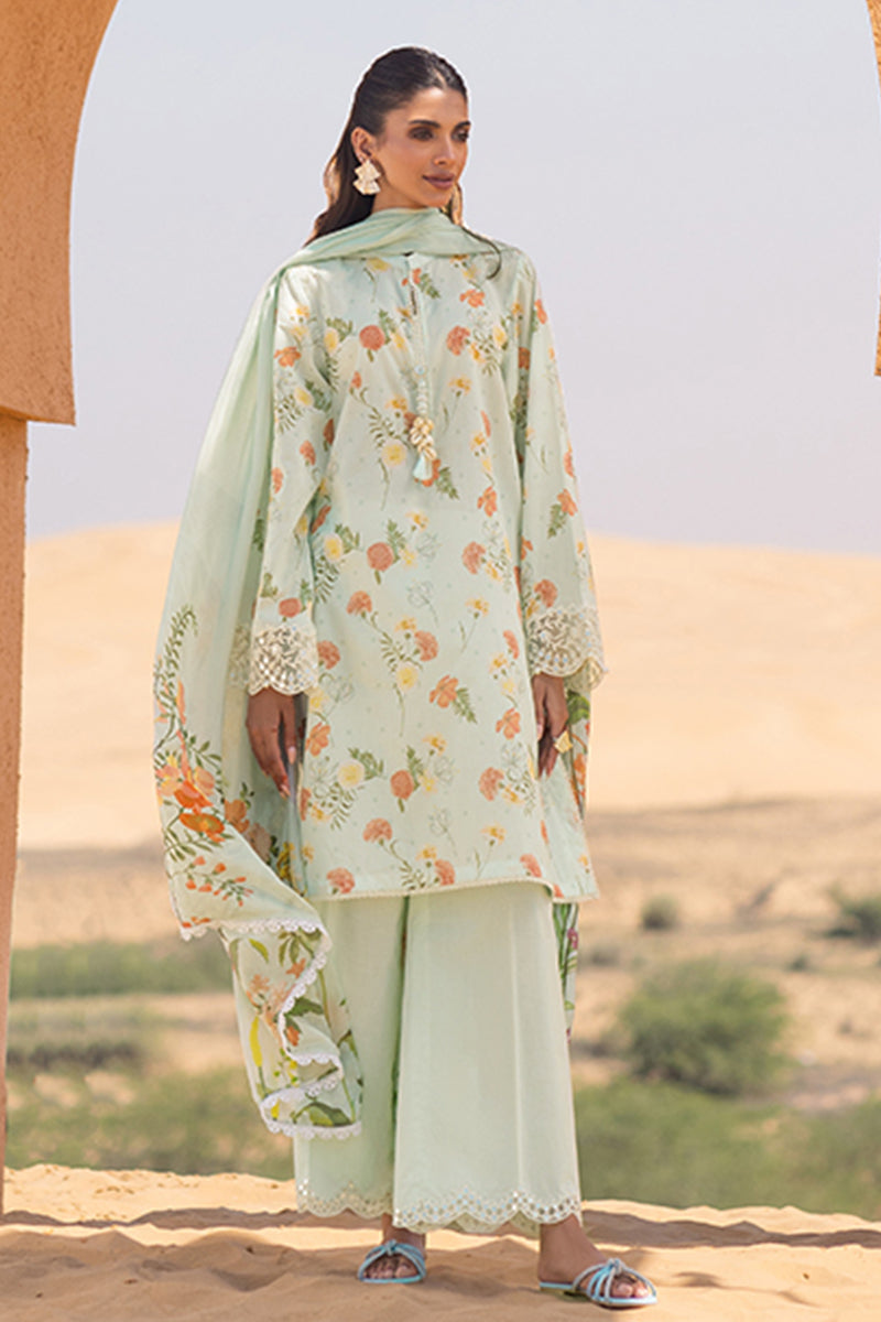 **AQUA GLAZE 3-Piece Printed Lawn Suit for Women - Lightweight & Breathable Summer Outfit - Perfect for Casual Wear, Parties & Festivals**