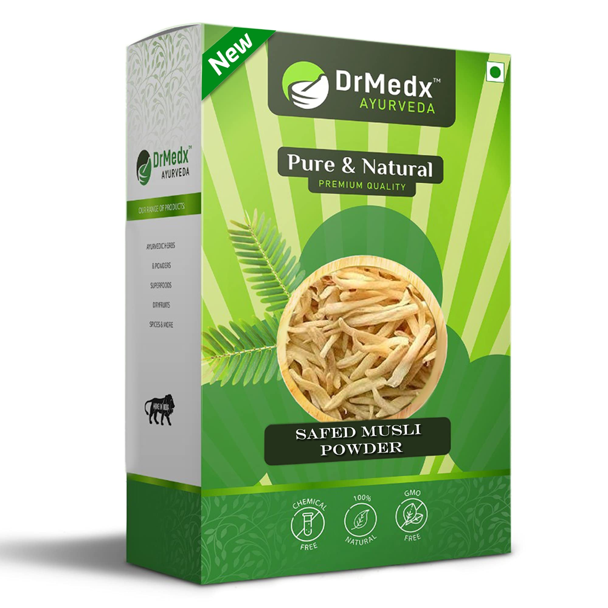 DrMedx Ayurvedic Safed Musli Powder 100g - Natural Energy Booster & Vitality Supplement for Men & Women - Perfect for Daily Wellness, Fitness Recovery & Stress Relief