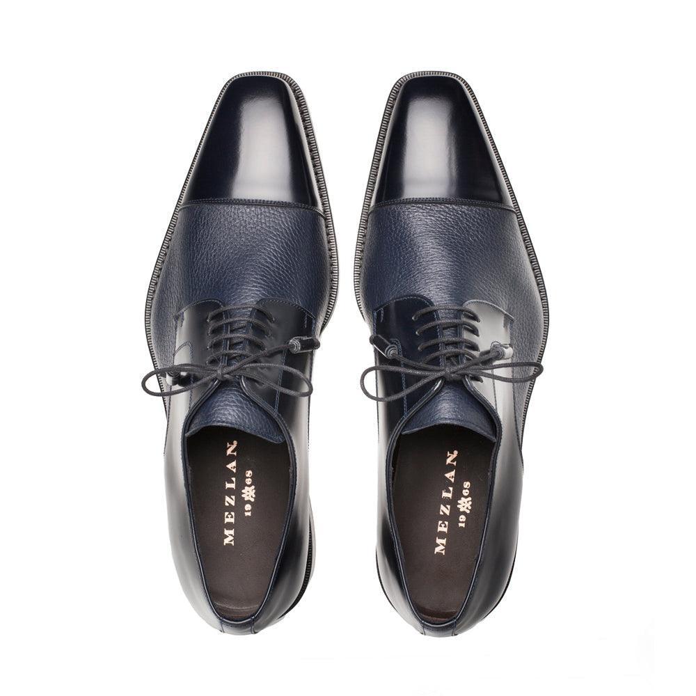 Mezlan Soka Blue Cap Toe Dress Shoes for Men - Premium Leather Oxfords for Business, Formal & Wedding Occasions