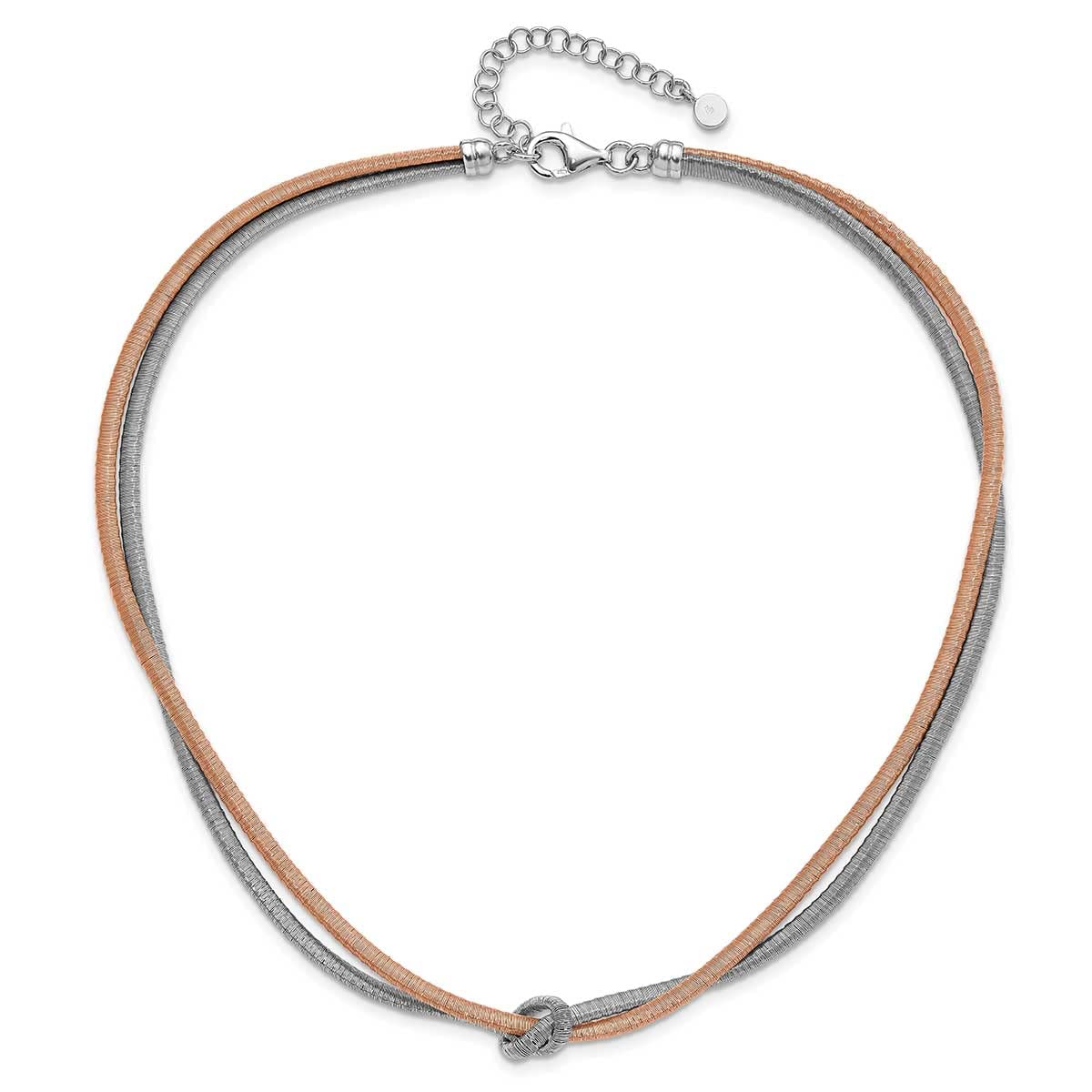 Sterling Silver & Rose Gold-Plated Knot Necklace with 2 Inch Extender Chain - Elegant Jewelry for Women, Perfect for Valentine's Day, Anniversary, and Everyday Wear