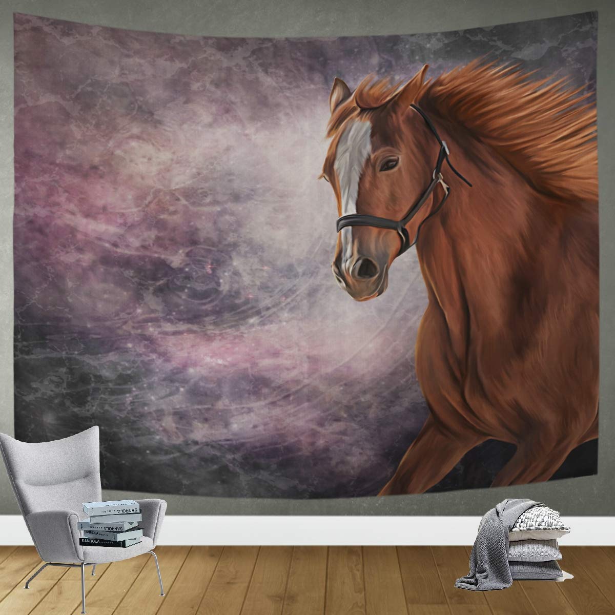 DOMIKING Vintage Horse Wall Tapestry - 60x51in Bohemian Decor for Bedroom & Living Room | Trippy Hippie Wall Hanging Blanket for Home Decor, Dorm Room, Meditation Space