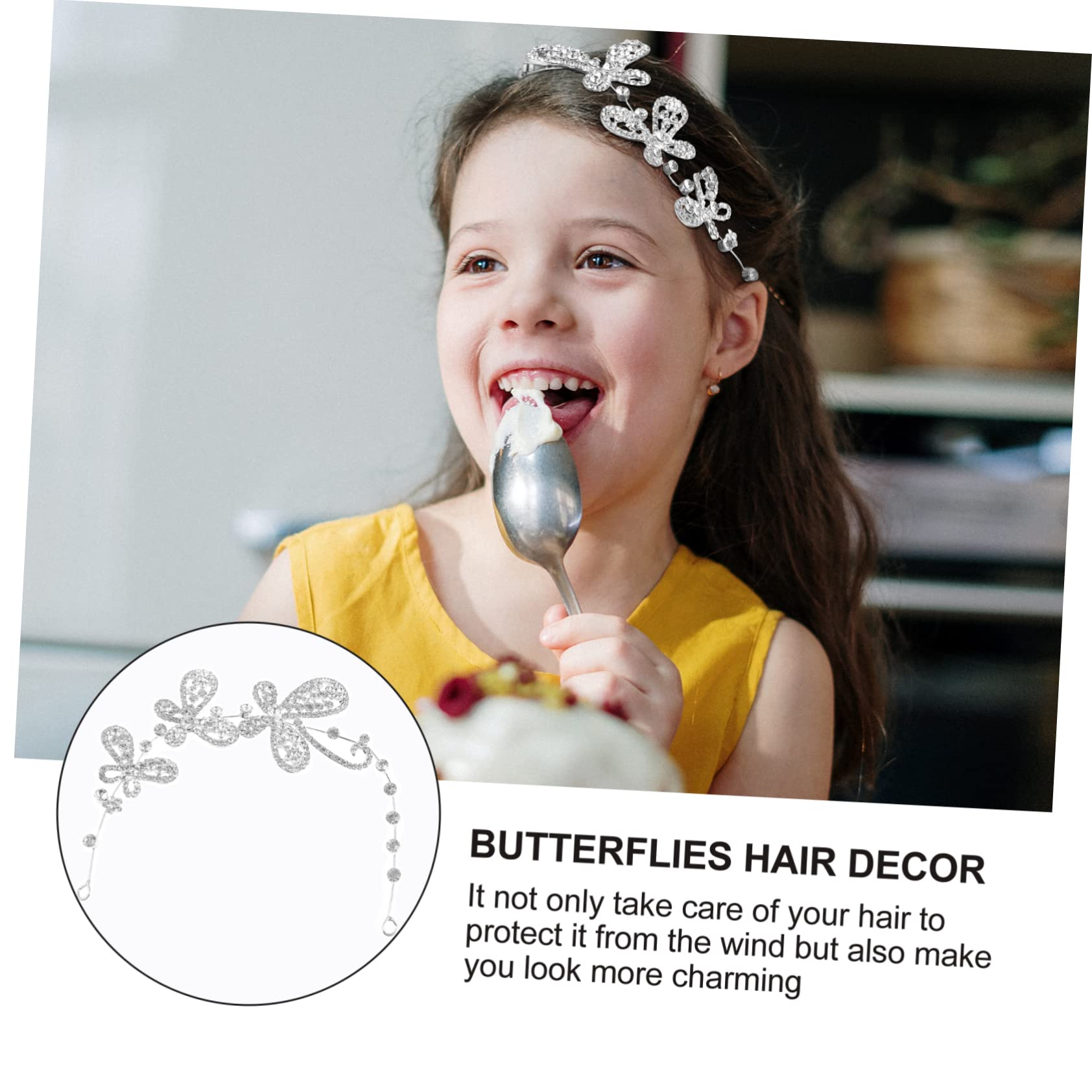 POPETPOP Butterfly Rhinestone Tiara - Princess Hair Hoop Crystal Headpiece for Brides, Kids & Weddings | Alloy Full Rhinestone Headdress for Birthday Parties, Pageants & Special Events