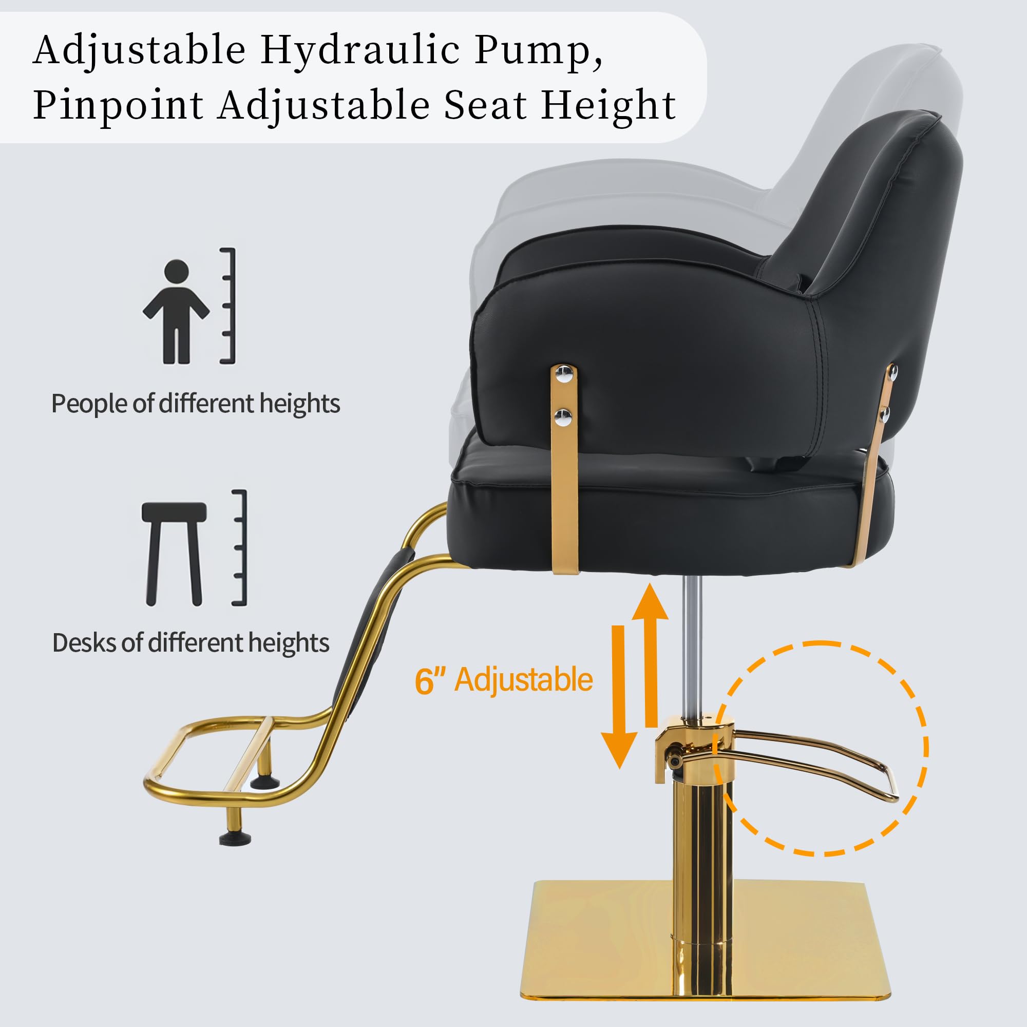 Professional Taikonaut Hydraulic Barber Chair - Heavy Duty Adjustable Salon Chair for Hair Styling, Beauty Salon & Spa Equipment (Black) | Perfect for Hairdressers, Barbershops & Home Styling Stations