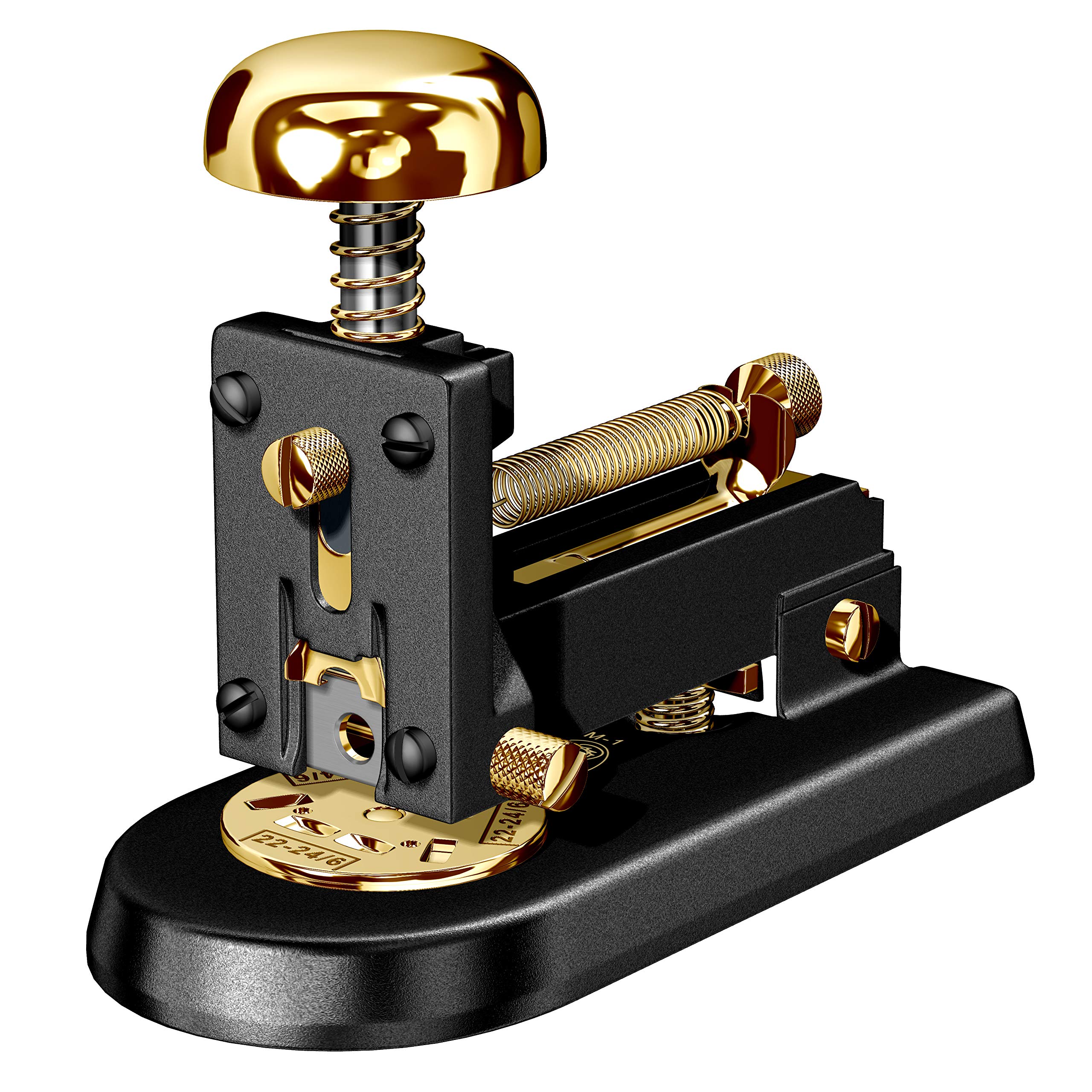 Premium M-1LN Small Black Stapler with 23K Gold Accents - Perfect for Office, School & Home Use