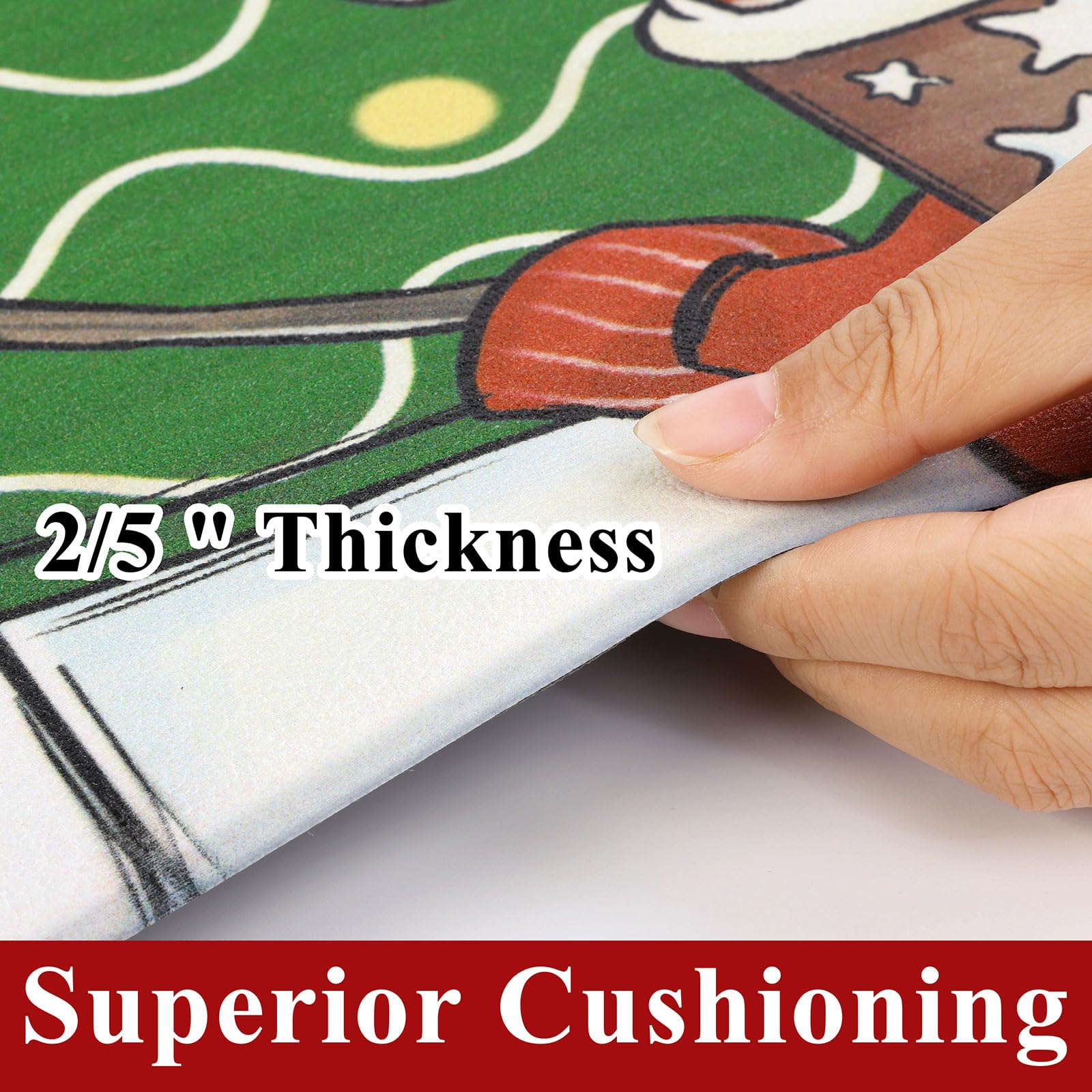 Topotdor Christmas Snowman Kitchen Mat Set of 2 - Non-Slip Waterproof Anti-Fatigue Cushioned Standing Mats for Winter Holiday Decor - Perfect for Kitchen, Office, or Entryway Floor Protection