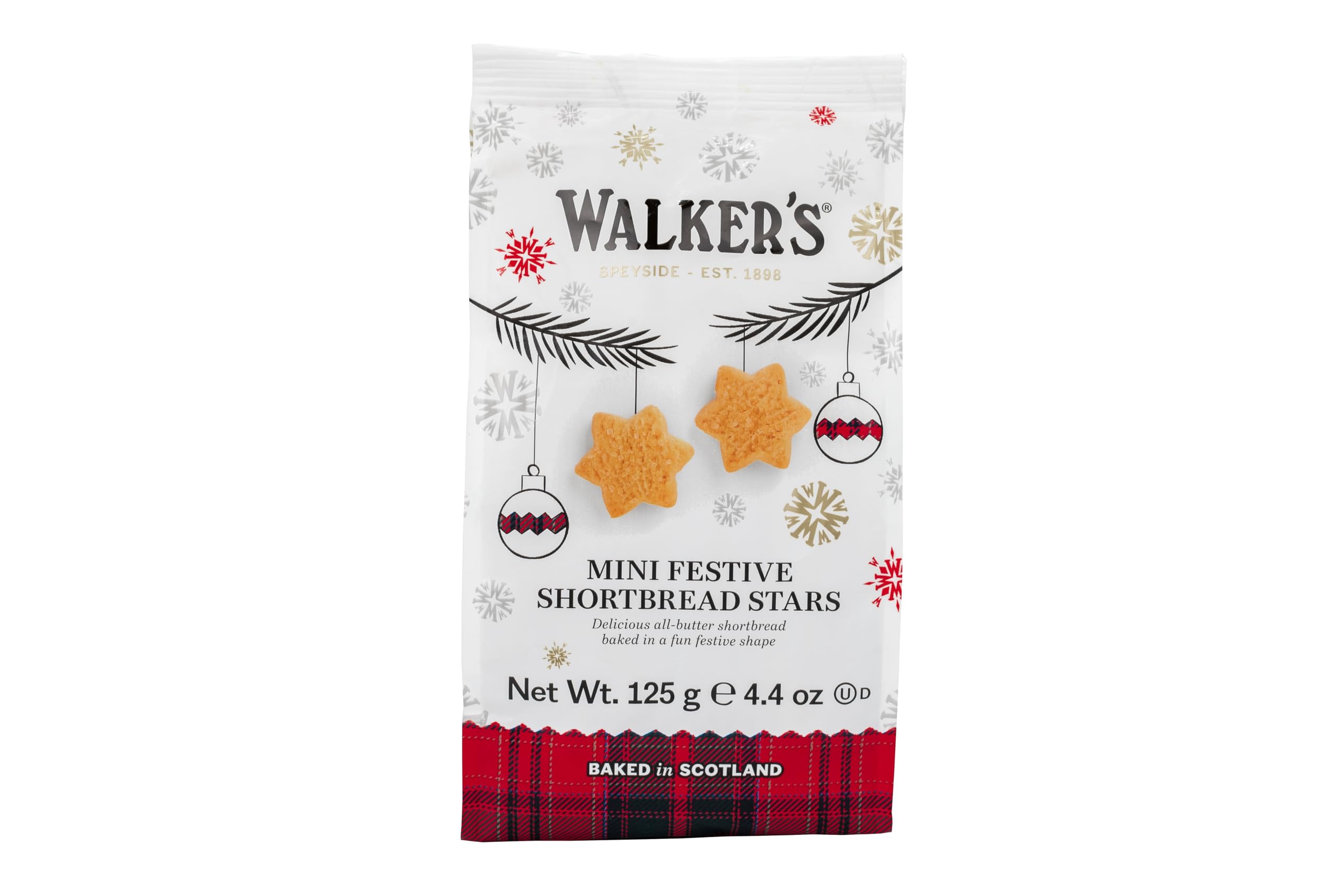 Walker’s Mini Festive Shortbread Cookies - 6 Pack Holiday Shortbread Cookie Bags (4.4 oz) – Delicious Mini Star-Shaped Christmas Cookies for Gifts, Parties & Festive Baking