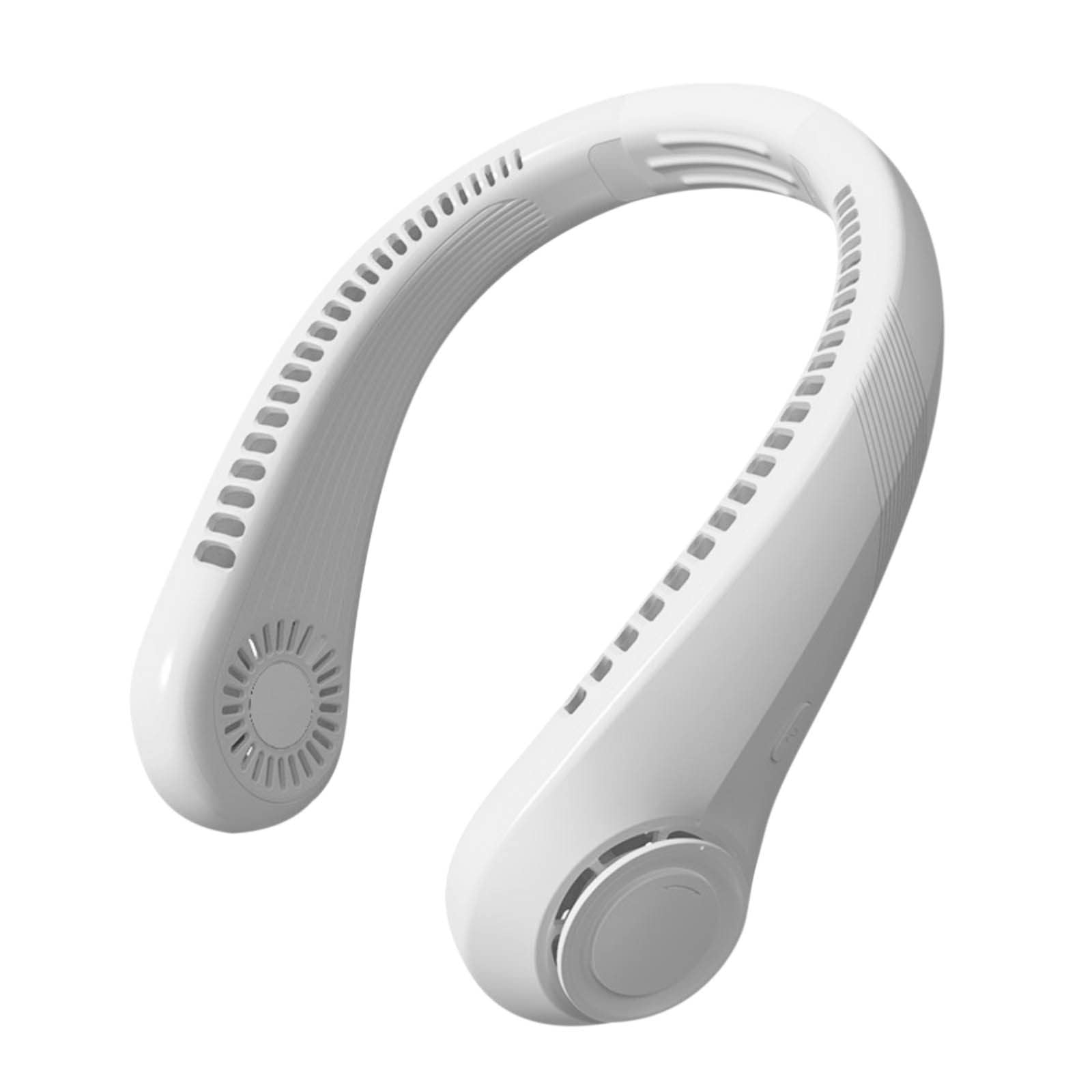 Portable Wearable Neck Fan - 3 Speed Bladeless Personal Cooling Fan, USB Rechargeable, Quiet & Lightweight for Outdoor, Sports, Camping, Office, Travel - White (Ideal for Hiking, Jogging, Gym & Summer Activities)