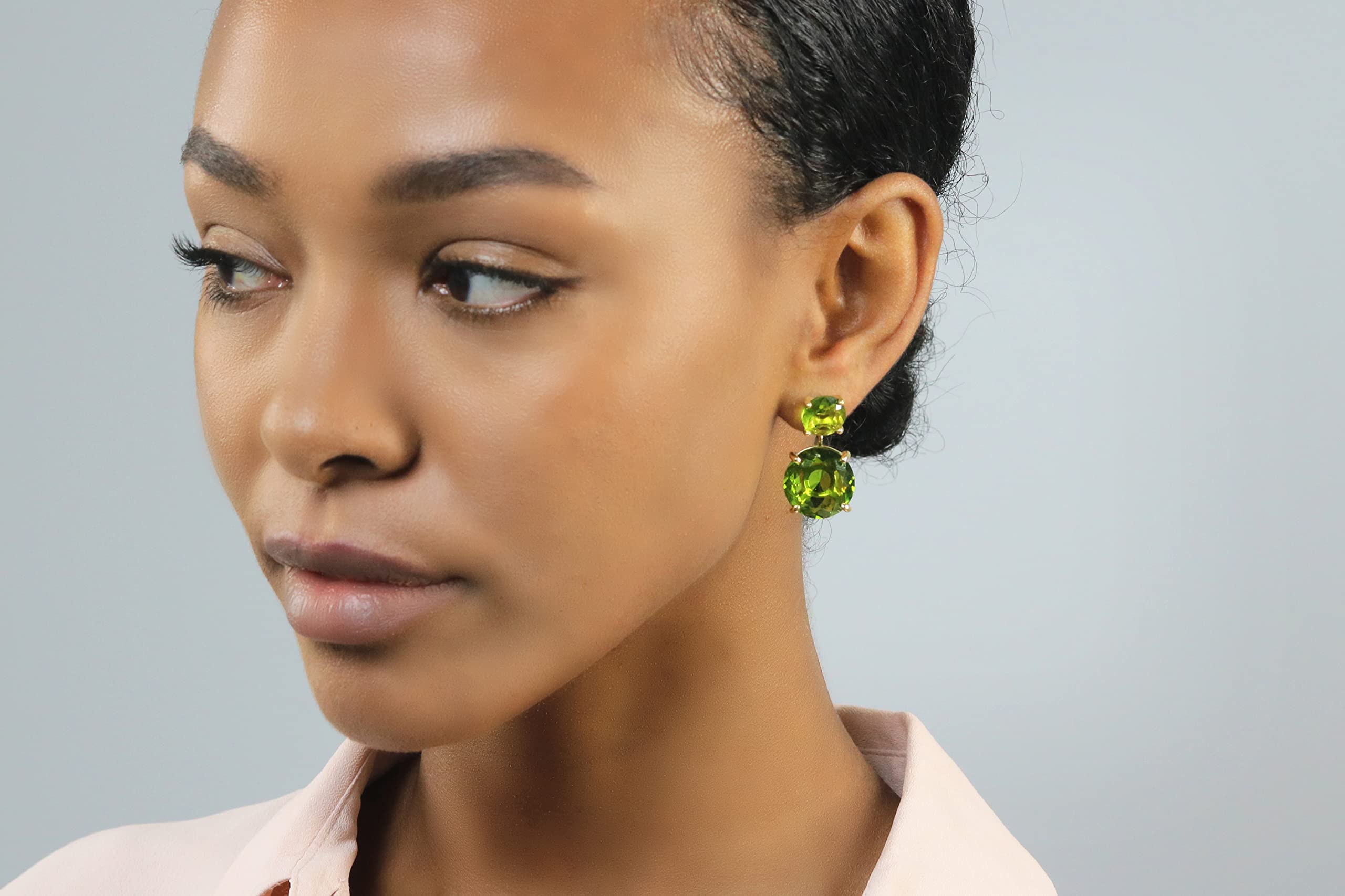 Luxurious Peridot Earrings Sterling Silver - Double Stone Large Dangle Earrings - Handmade Gemstone Jewelry for Women - Perfect for Weddings, August Birthdays & Special Occasions