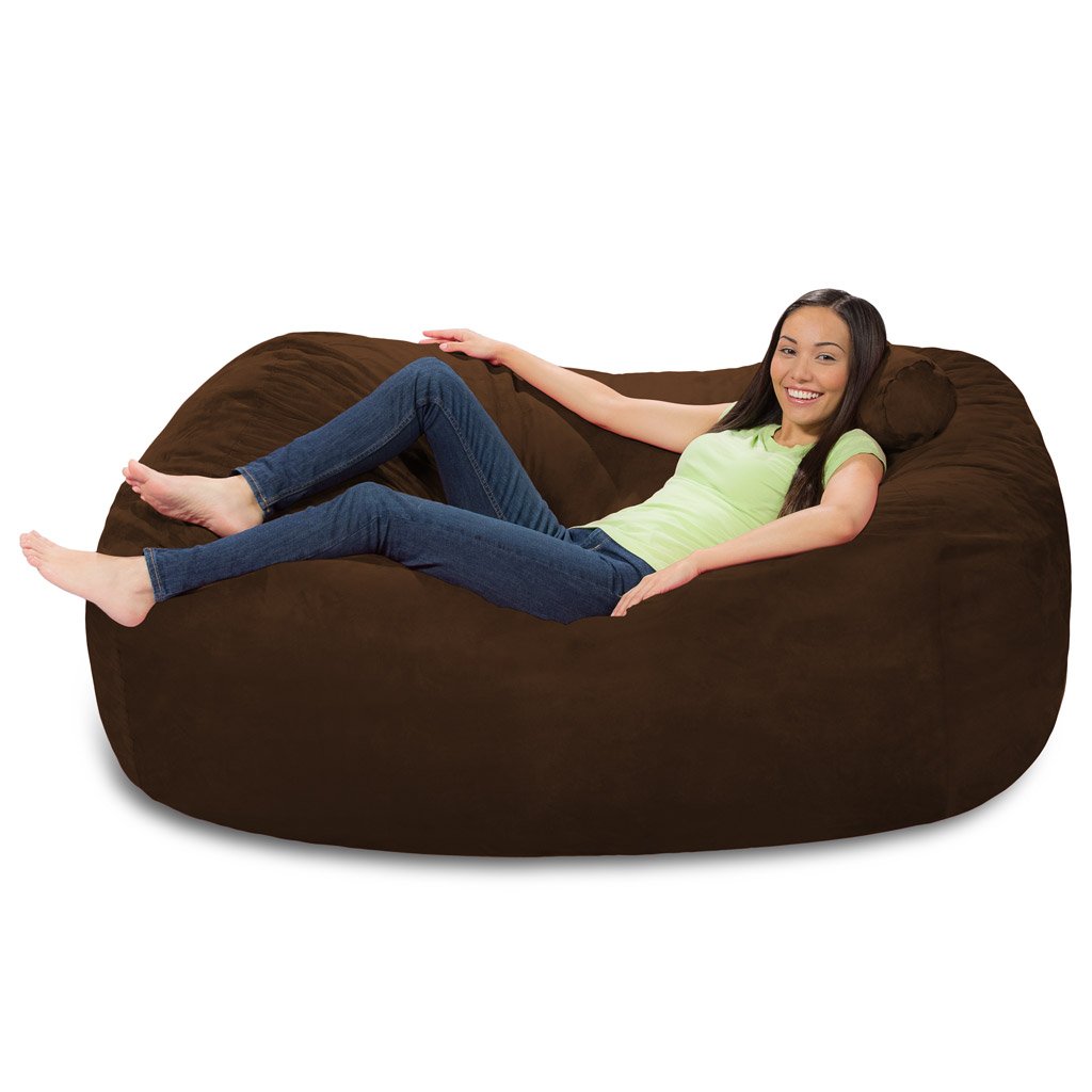 Premium Memory Foam Bean Bag Chair - Ultra Soft Chocolate Micro Suede Cover - Comfortable Lounge Chair for Living Room, Bedroom, Dorm or Game Room - Perfect for Relaxing, Reading & Gaming